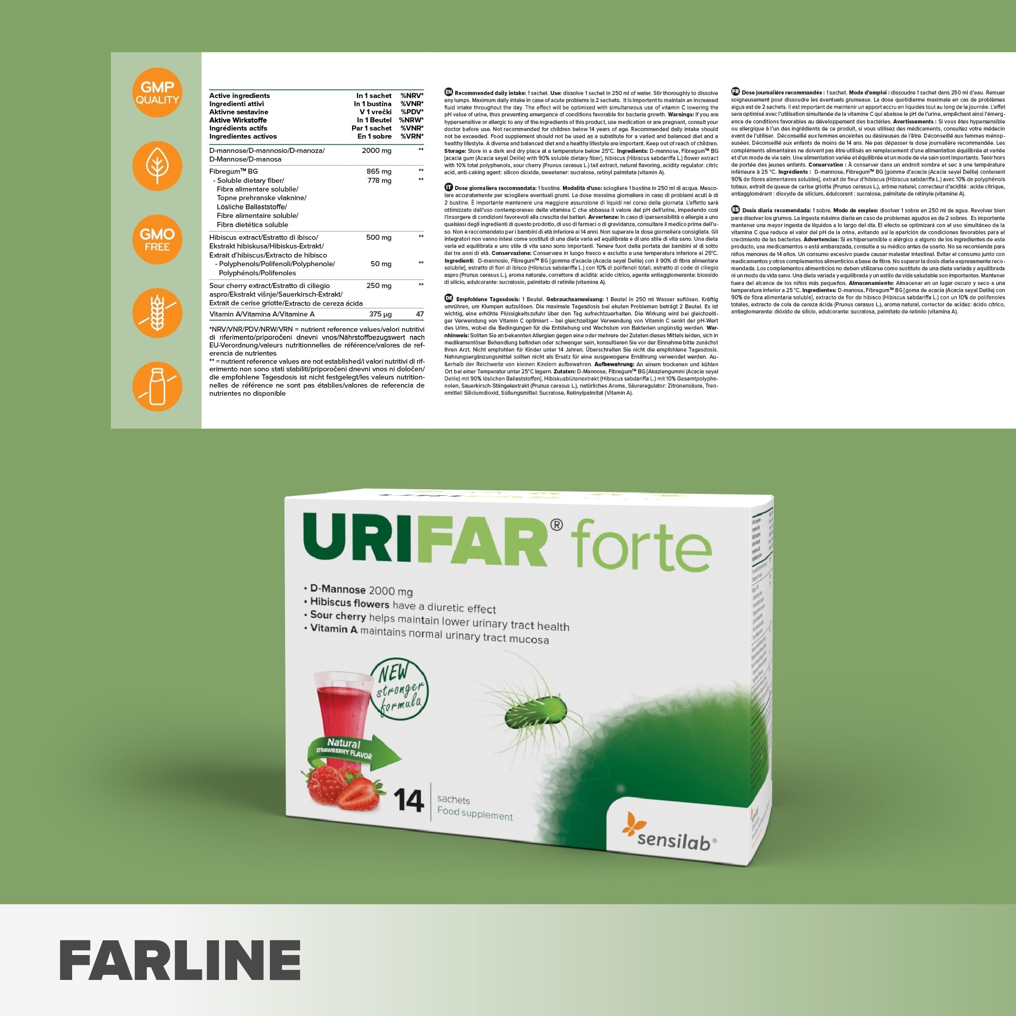 Sensilab Urifar Forte D-mannosio 2000 mg 28 bustine fragola