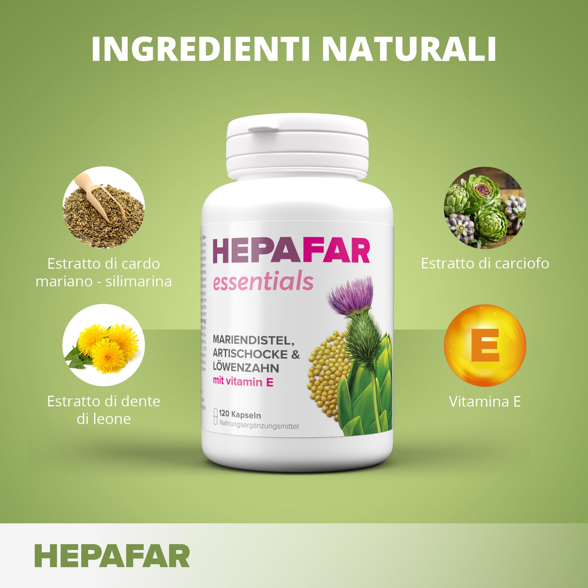 Sensilab Hepafar Essential integratore 120 capsule al cardo mariano