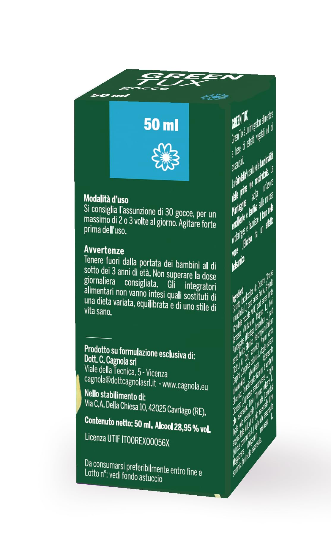 Cagnola Green Tux integratore gocce 50 ml vie respiratorie