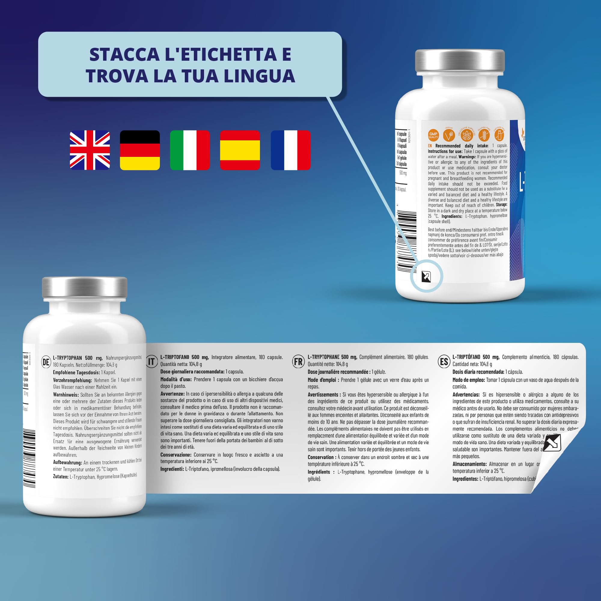 Sensilab Essentials L-Triptofano 500 mg Capsule 180 pz Vegano