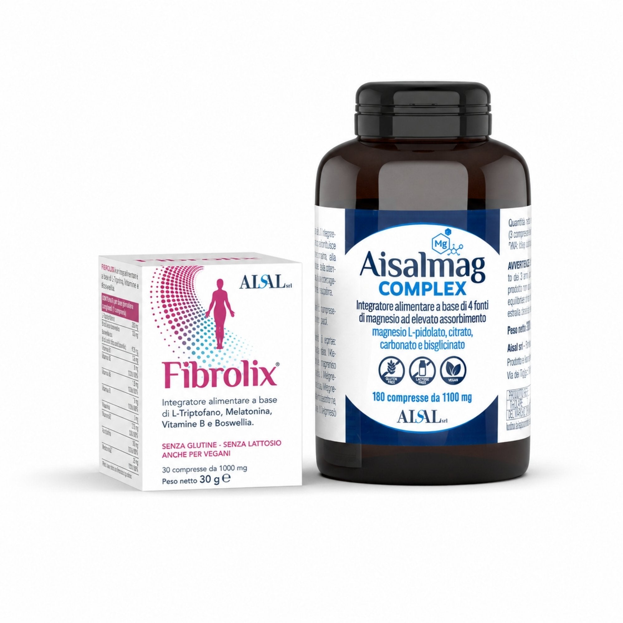 Aisal Fibrolix + Aisalmag Complex kit integratori 30+180 compresse magnesio