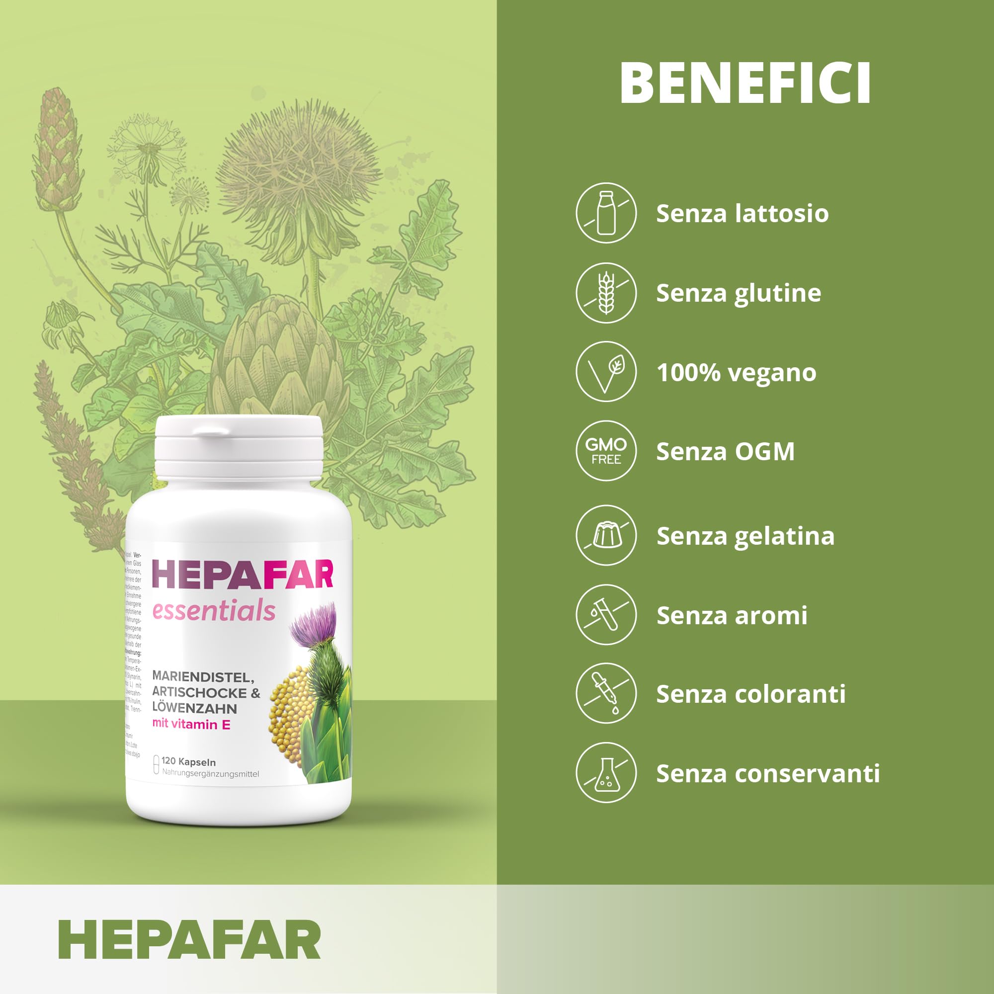 Sensilab Hepafar Essential integratore 120 capsule al cardo mariano