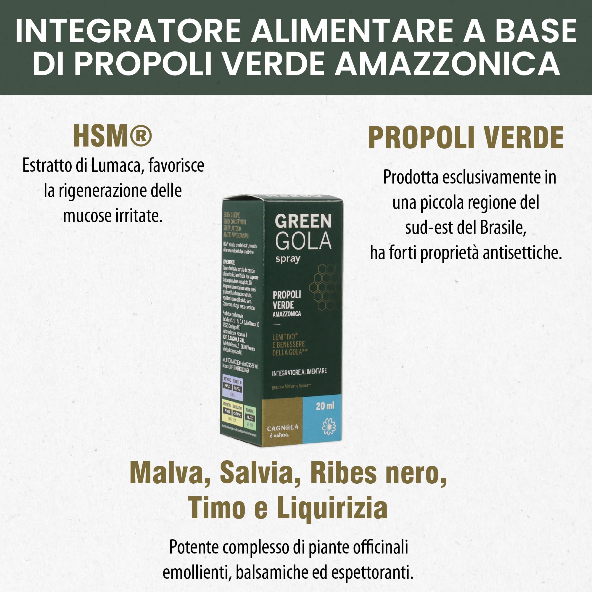 Cagnola Green Gola Spray Gola 20 ml Propoli Verde