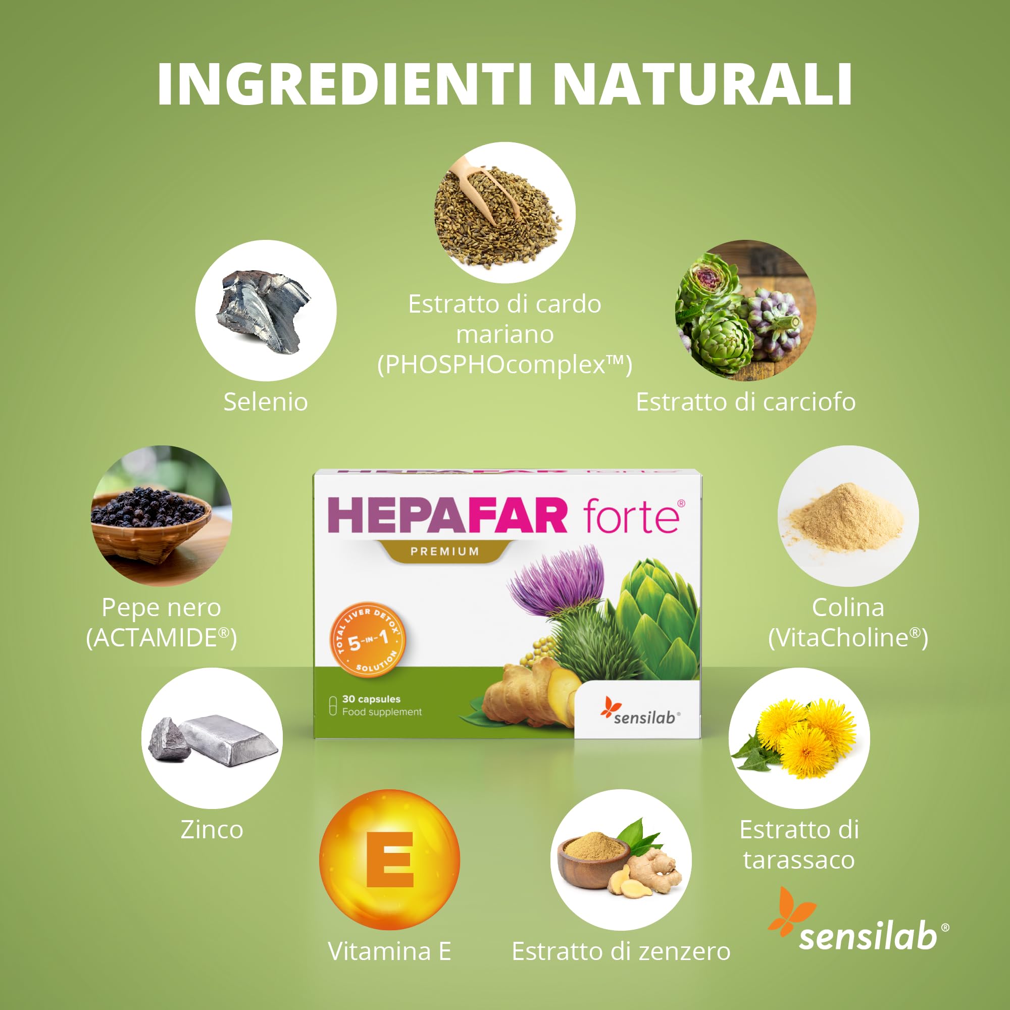Sensilab Hepafar Forte integratore 60 capsule al cardo mariano