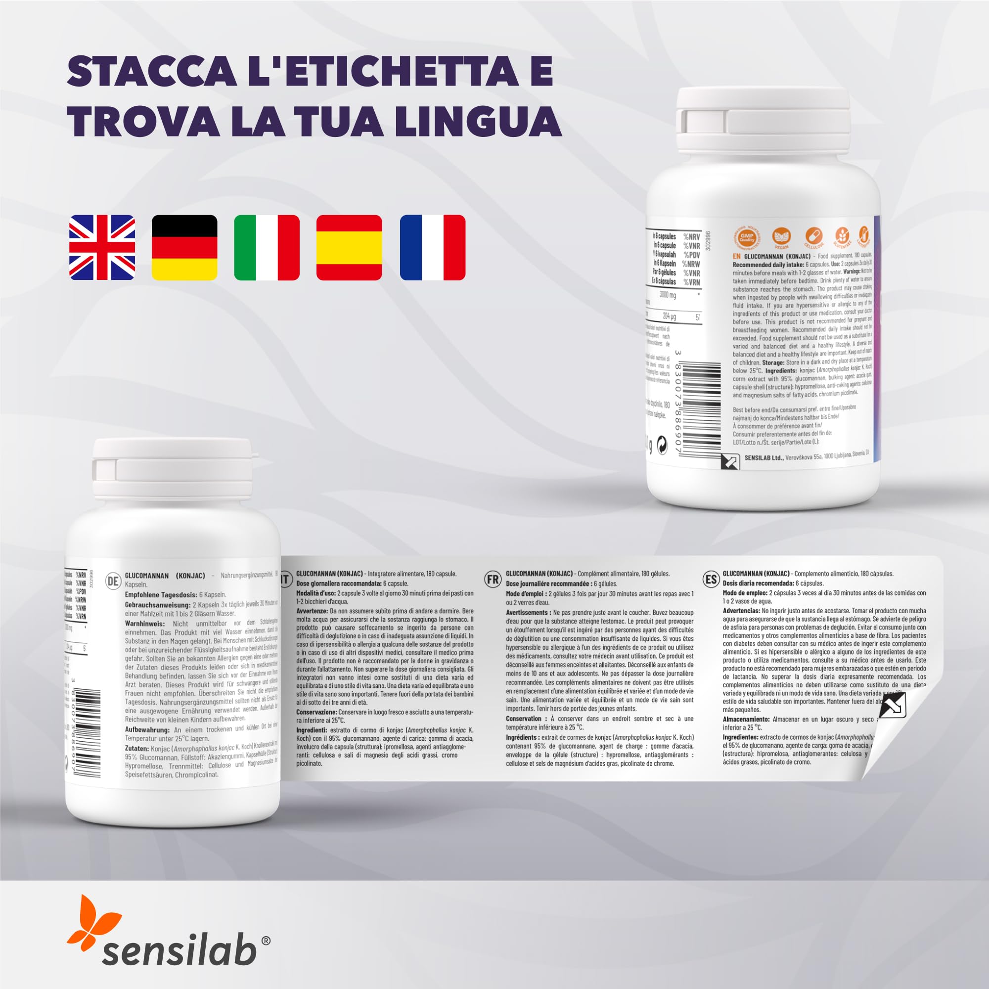 Sensilab Essentials Glucomannano Capsule 180 Konjac Fibre