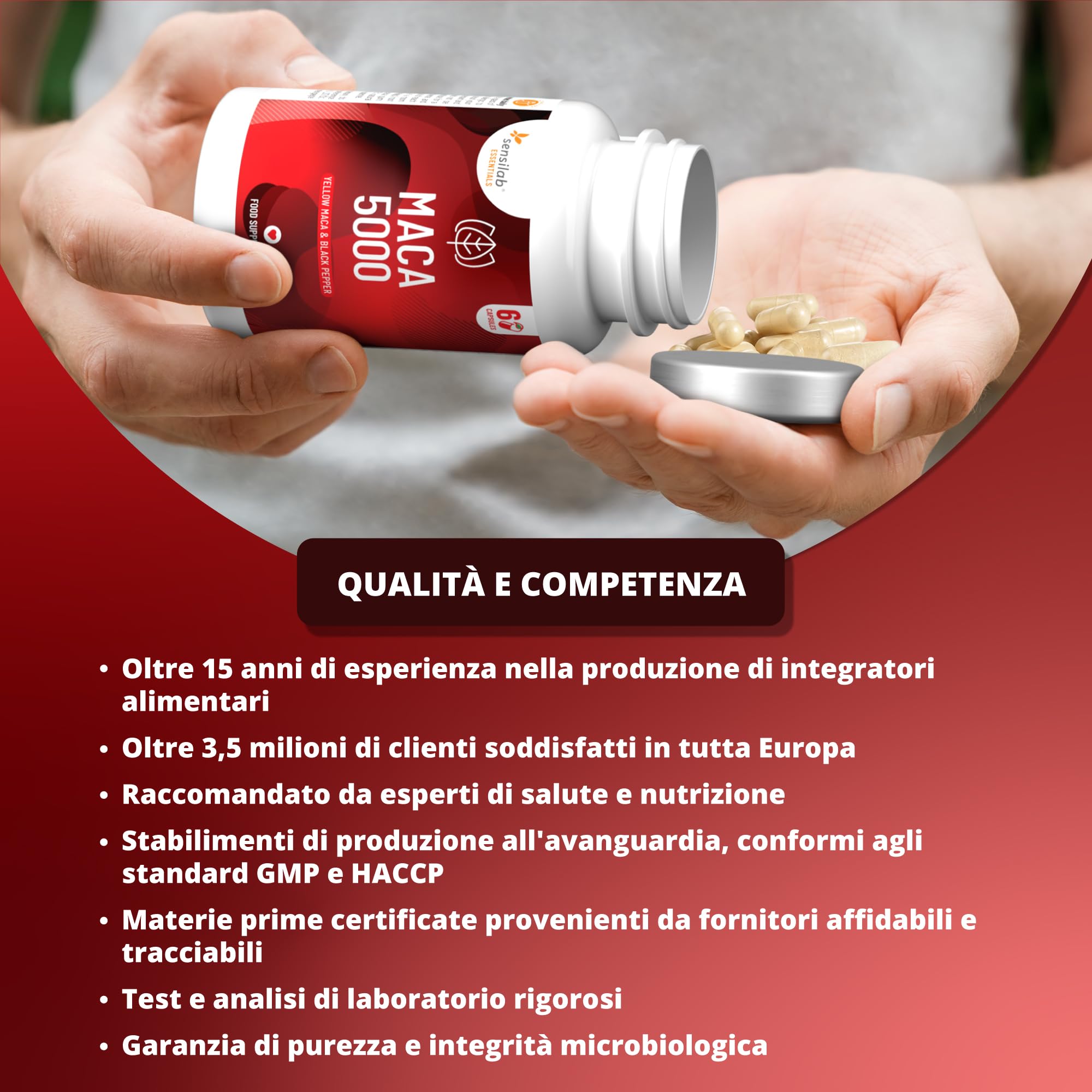 Sensilab Maca 500 mg integratore 60 capsule con pepe nero
