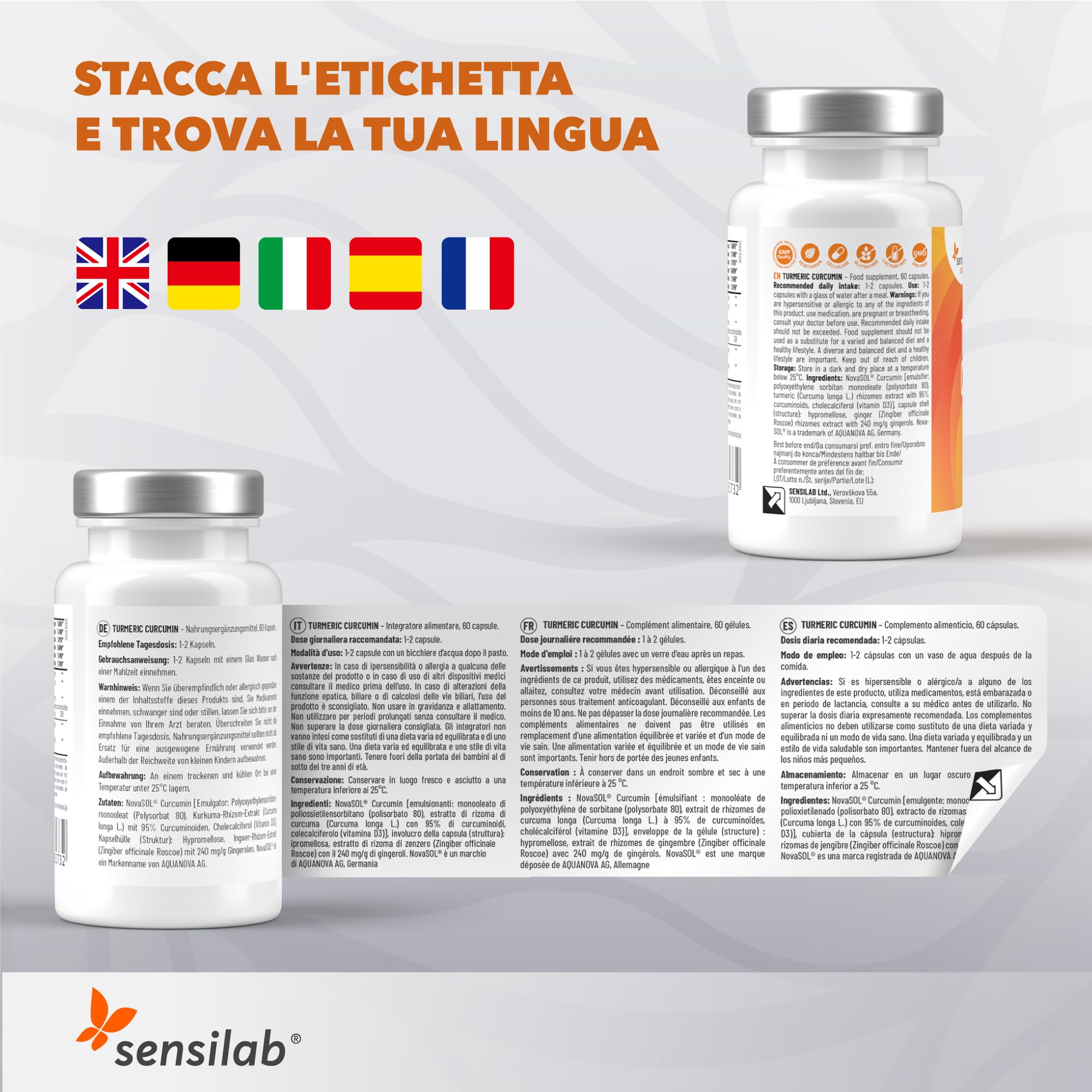 Sensilab Essential Curcumina integratore 60 capsule con vitamina D3