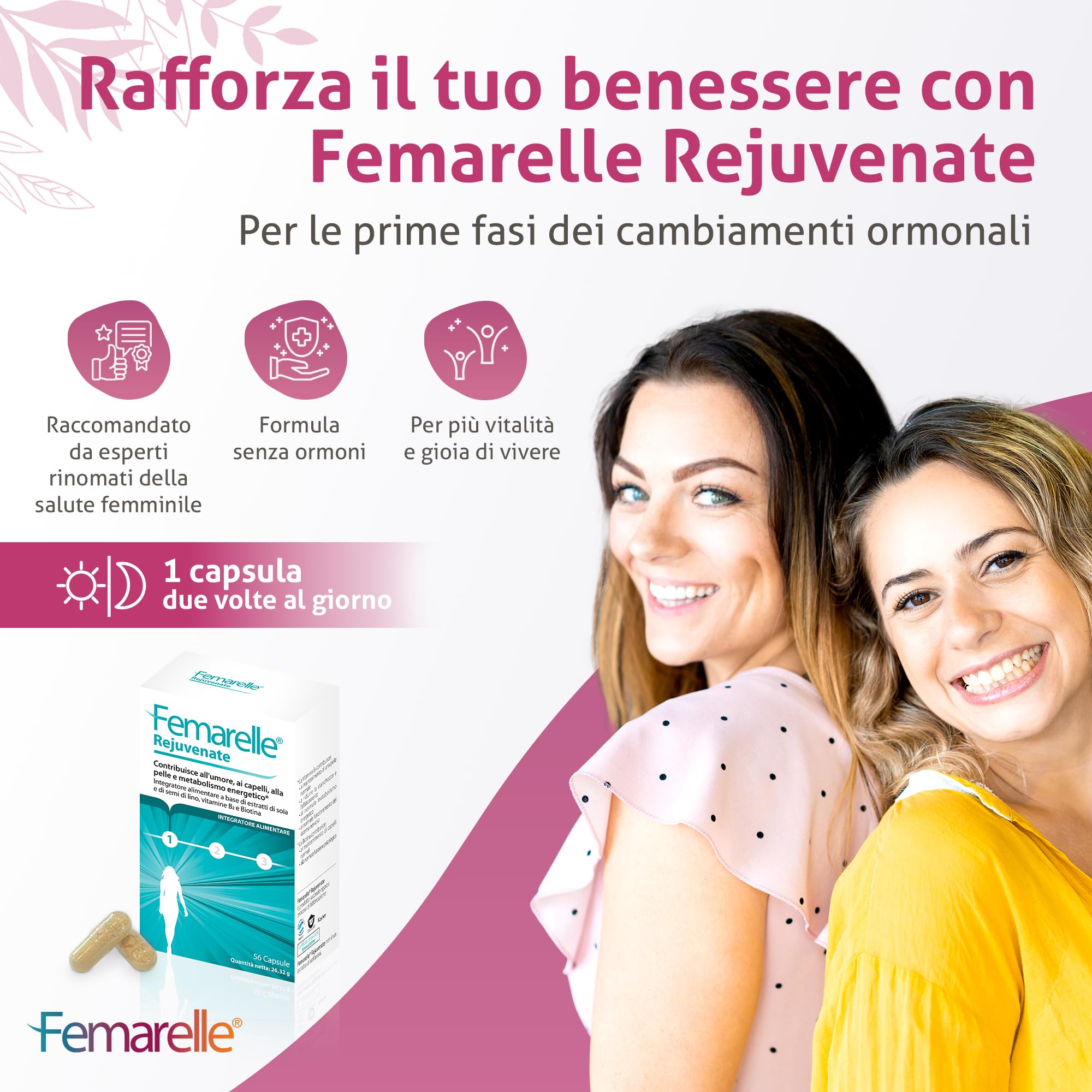 Femarelle Rejuvenate integratore per umore pelle e capelli senza ormoni