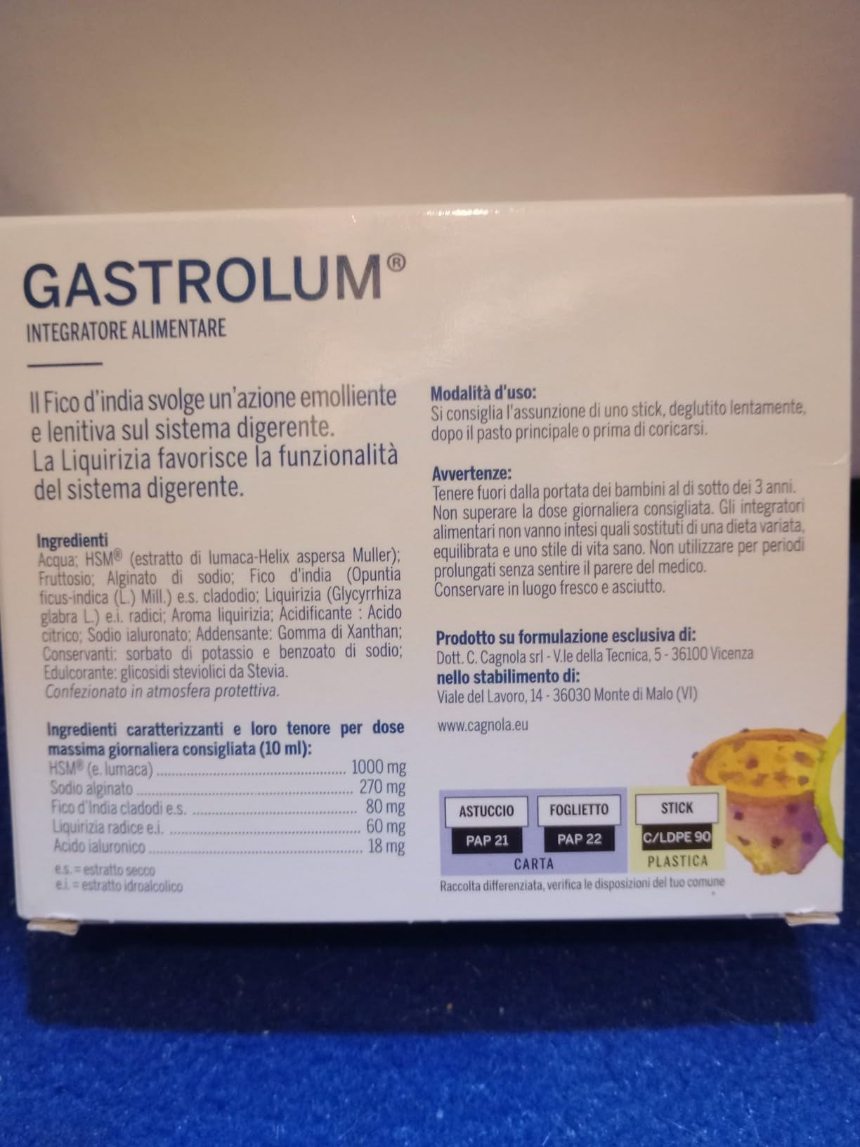 Cagnola Gastrolum integratore digestione 14 stick bruciore