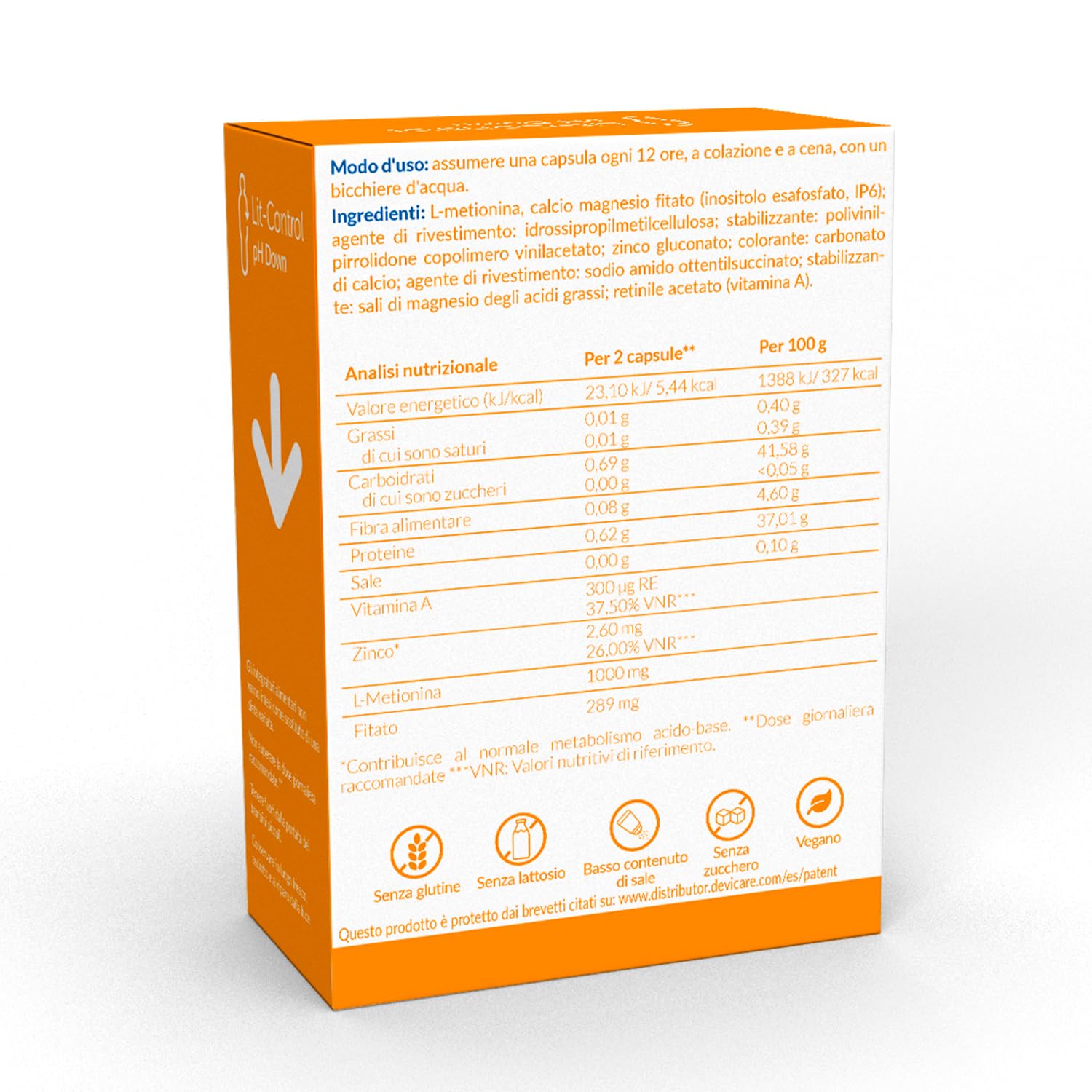 Devicare Lit-Control pH Down integratore 60 capsule per pH urine