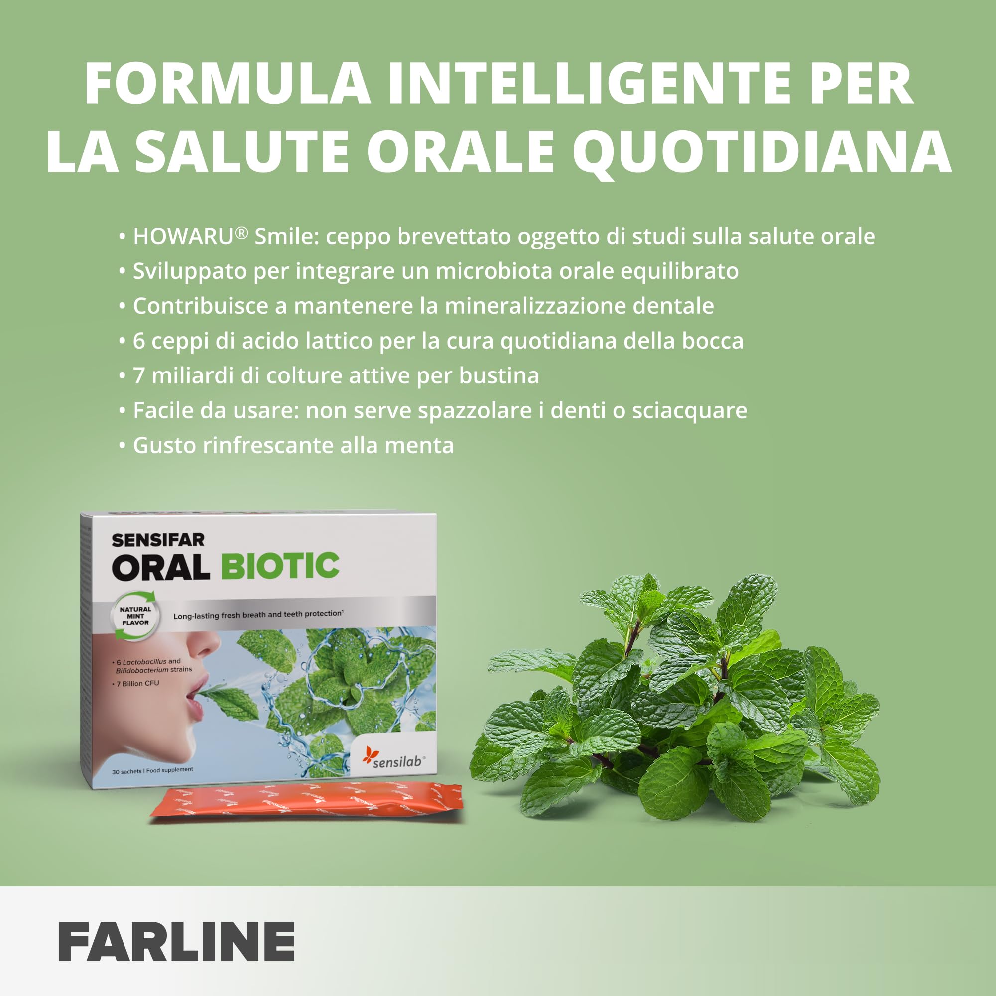 Sensilab Oral Biotic Probiotici Bustine 30 Menta Denti