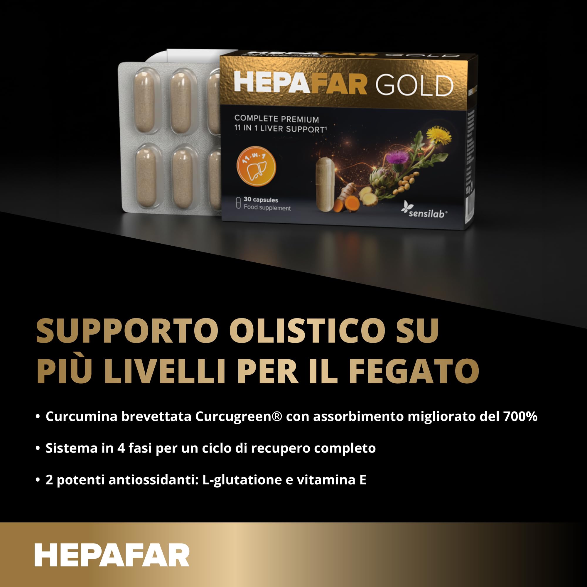 Sensilab Hepafar Gold Premium Integratore Capsule 30 Fegato