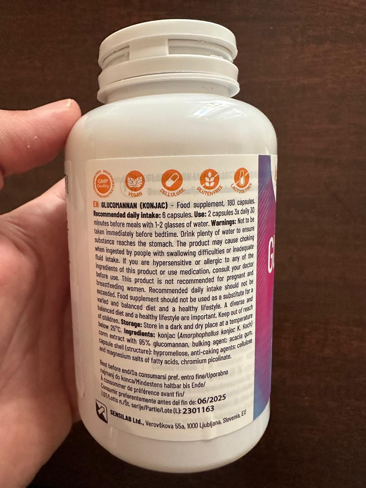 Sensilab Essentials Glucomannano Capsule 180 Konjac Fibre