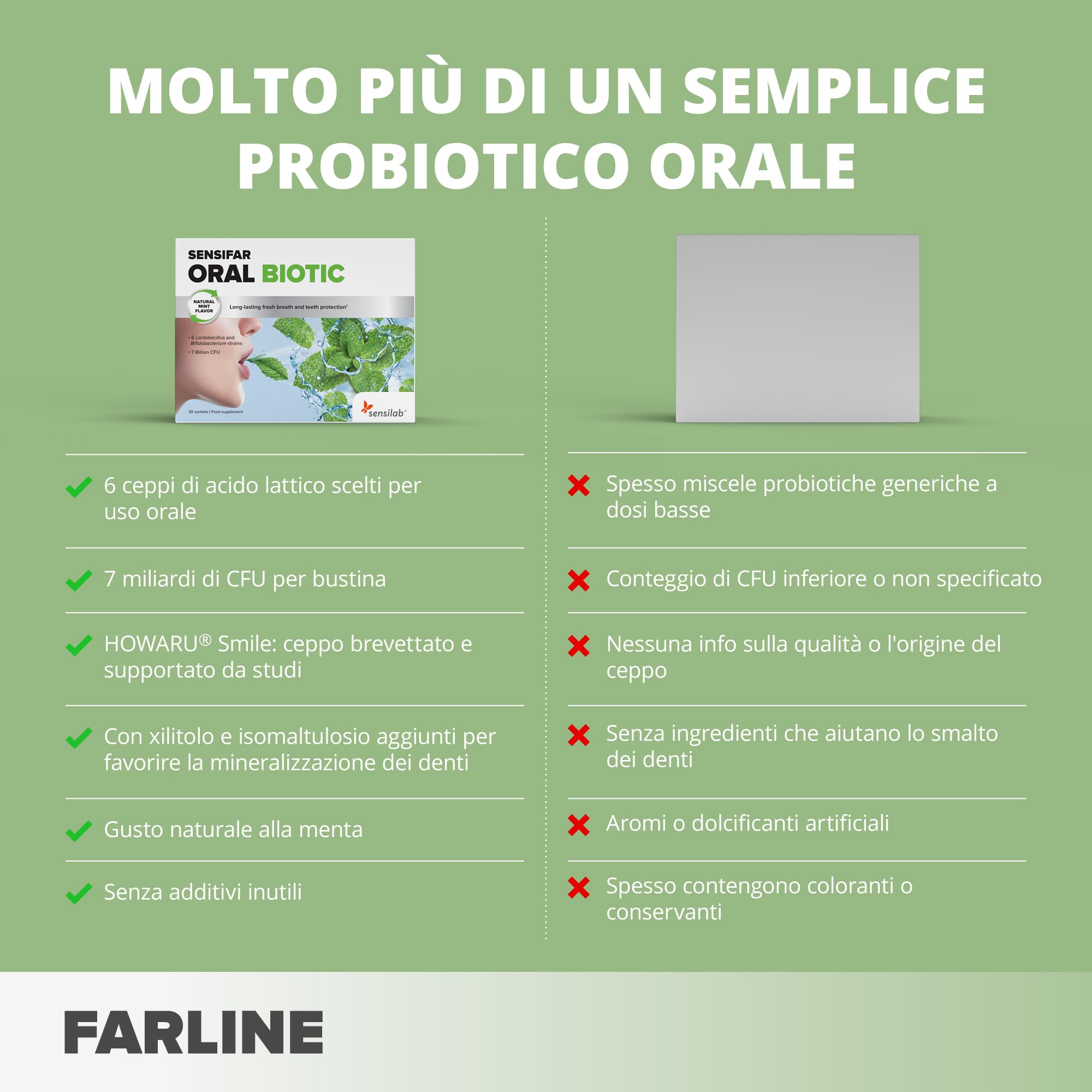 Sensilab Oral Biotic Probiotici Bustine 30 Menta Denti