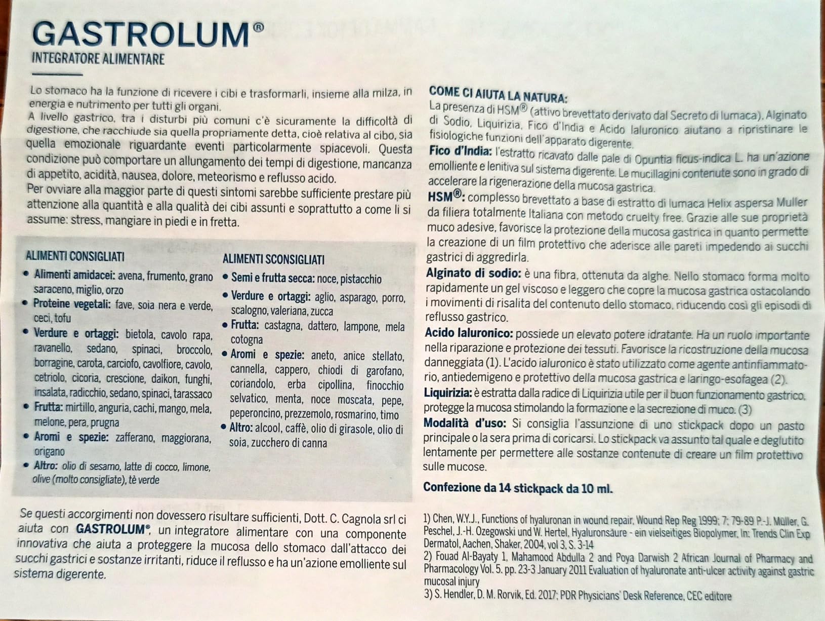 Cagnola Gastrolum integratore digestione 14 stick bruciore