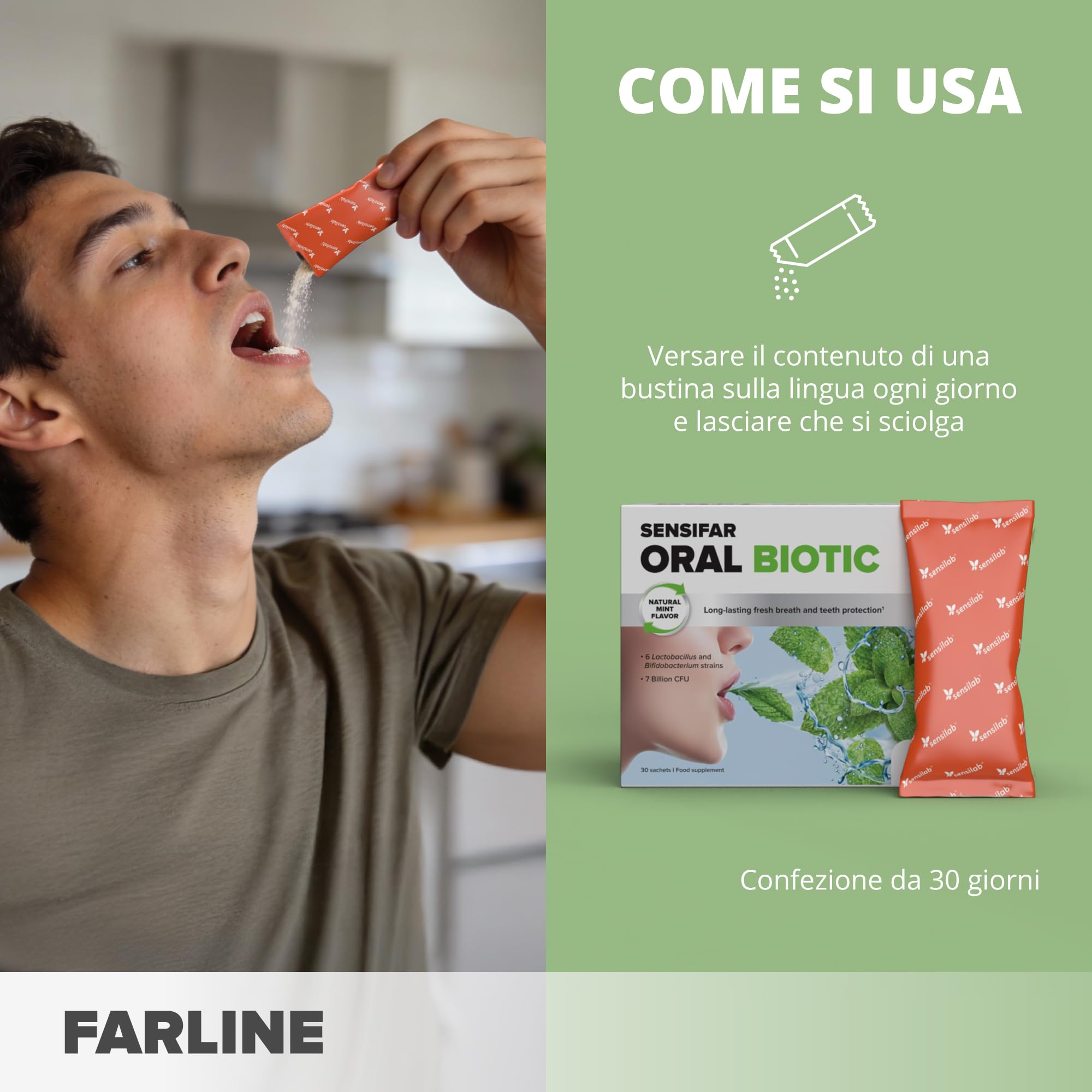 Sensilab Oral Biotic Probiotici Bustine 30 Menta Denti