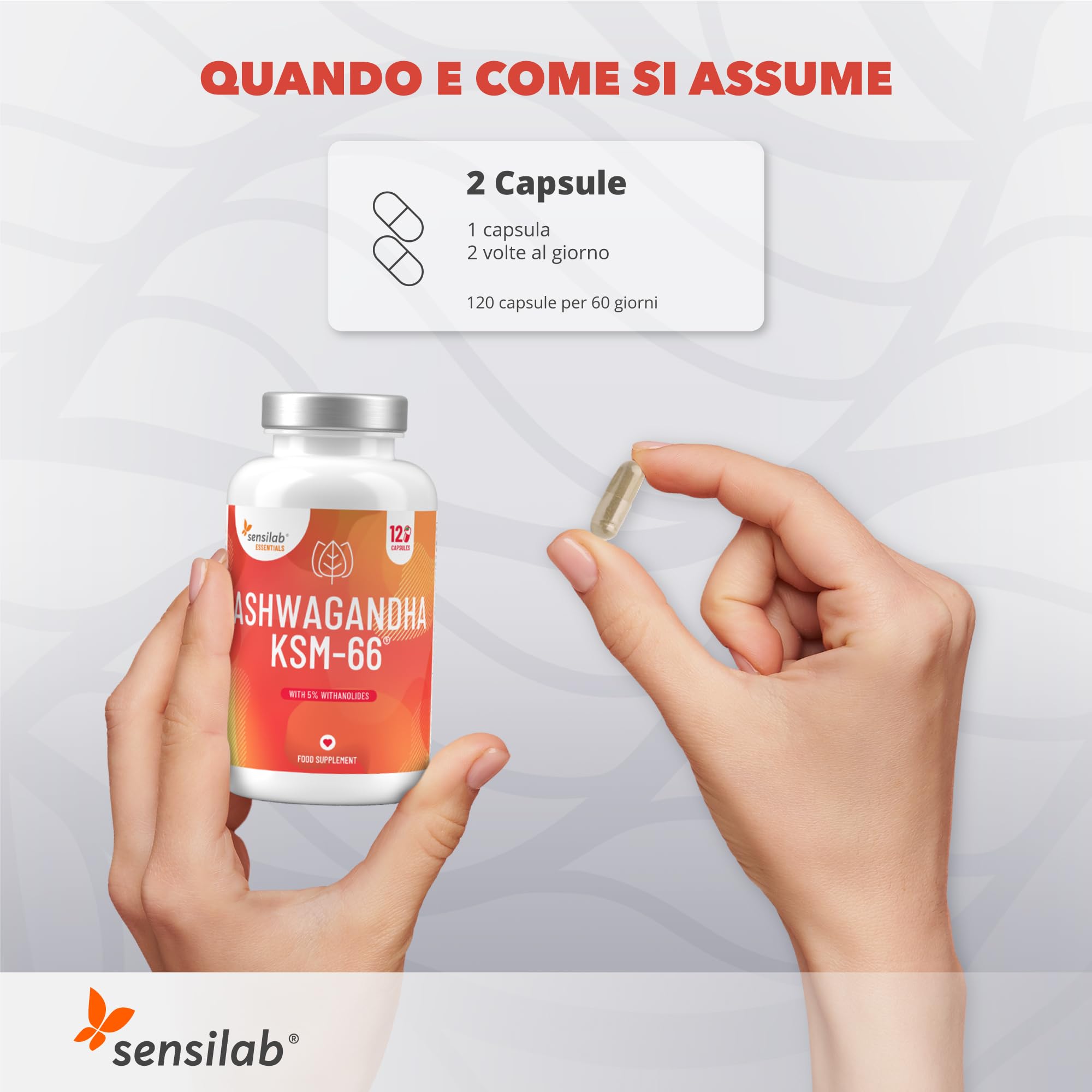Sensilab Essentials Ashwagandha KSM-66 Integratore 120 Capsule