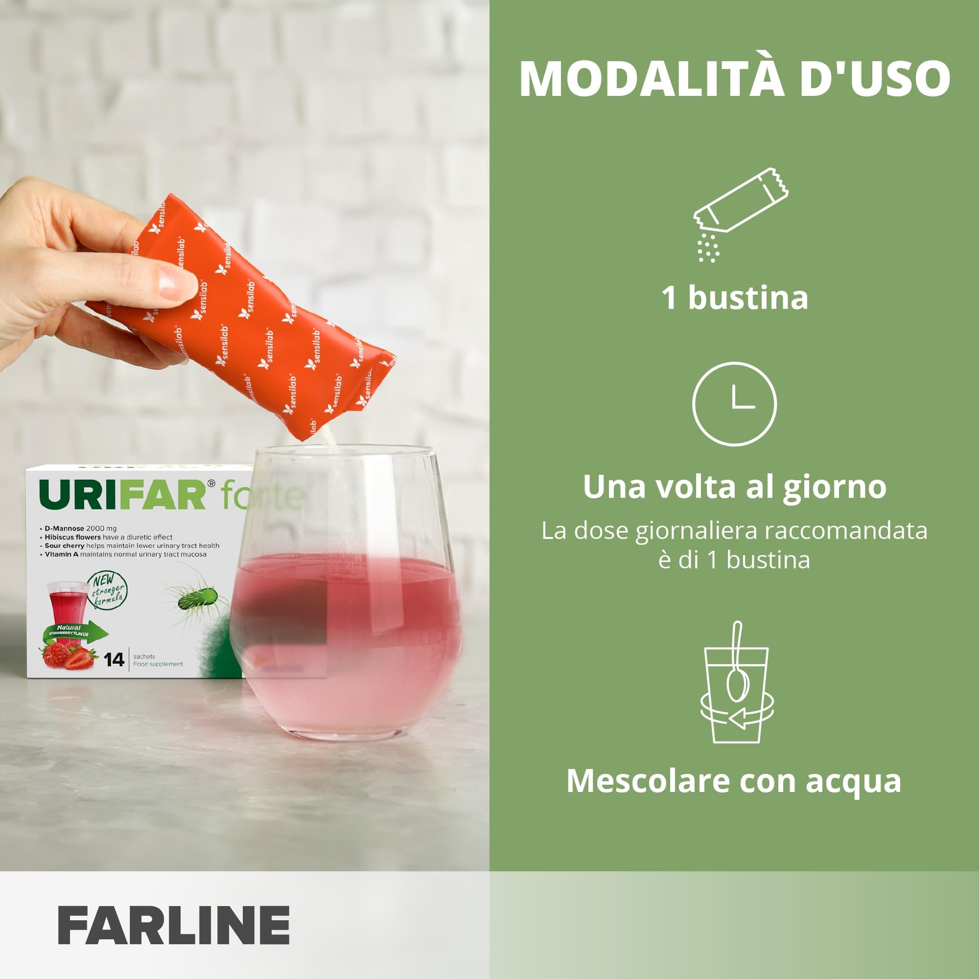 Sensilab Urifar Forte D-mannosio 2000 mg 28 bustine fragola
