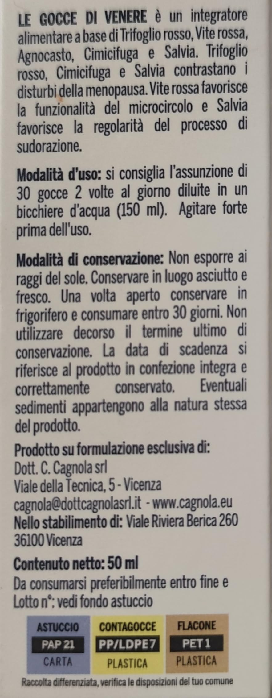 Cagnola Le Gocce di Venere Gocce 50 ml Menopausa