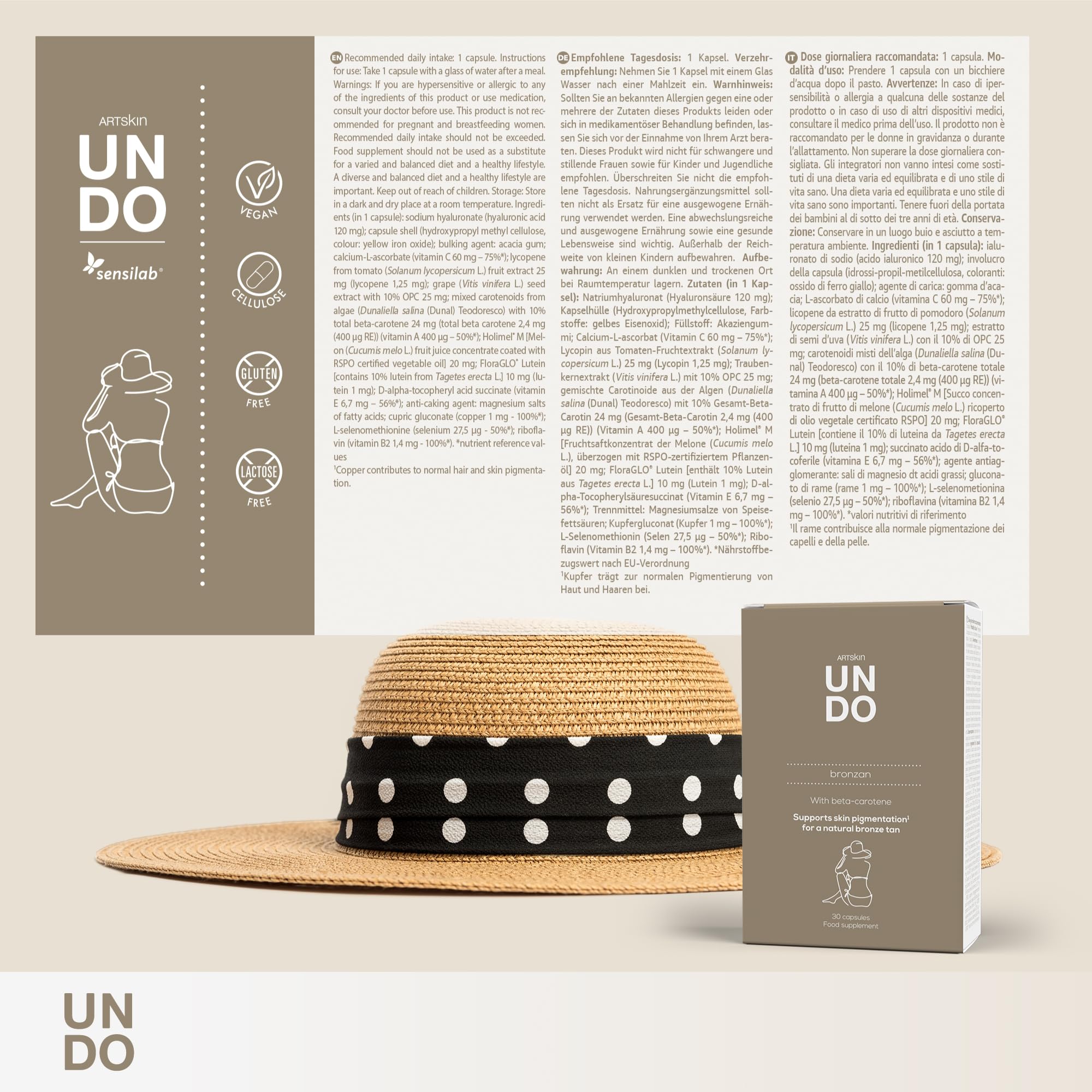 Sensilab Undo Bronzan Integratore Capsule 60 gg Betacarotene