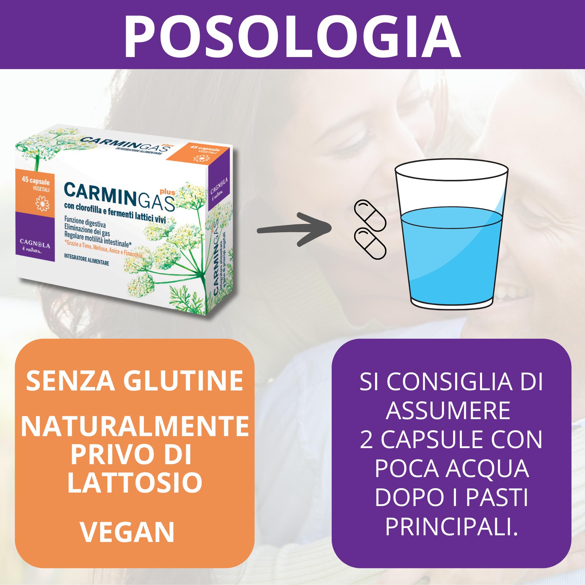 Cagnola CarminGas Plus Capsule 45 pz Carbone Vegetale
