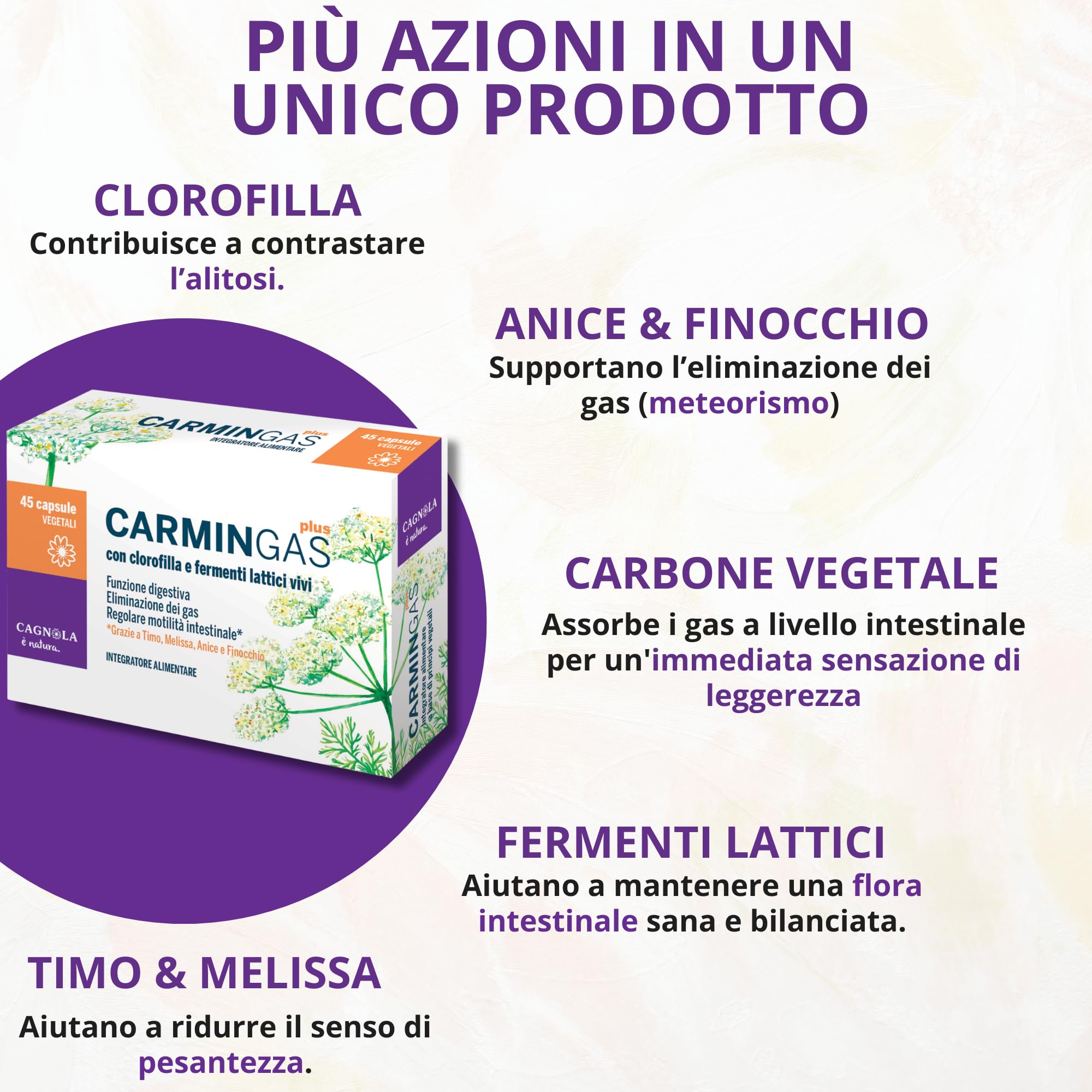 Cagnola CarminGas Plus Capsule 45 pz Carbone Vegetale