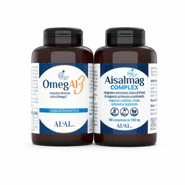 Aisal Aisalmag Complex + OmegAl 3 kit 180 compresse+150 perle omega 3