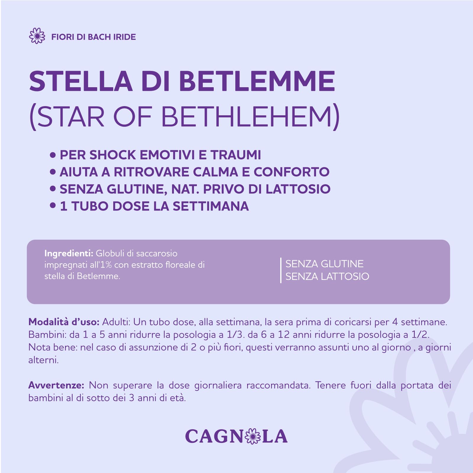 Cagnola Fiori di Bach Stella di Betlemme Globuli Shock Trauma