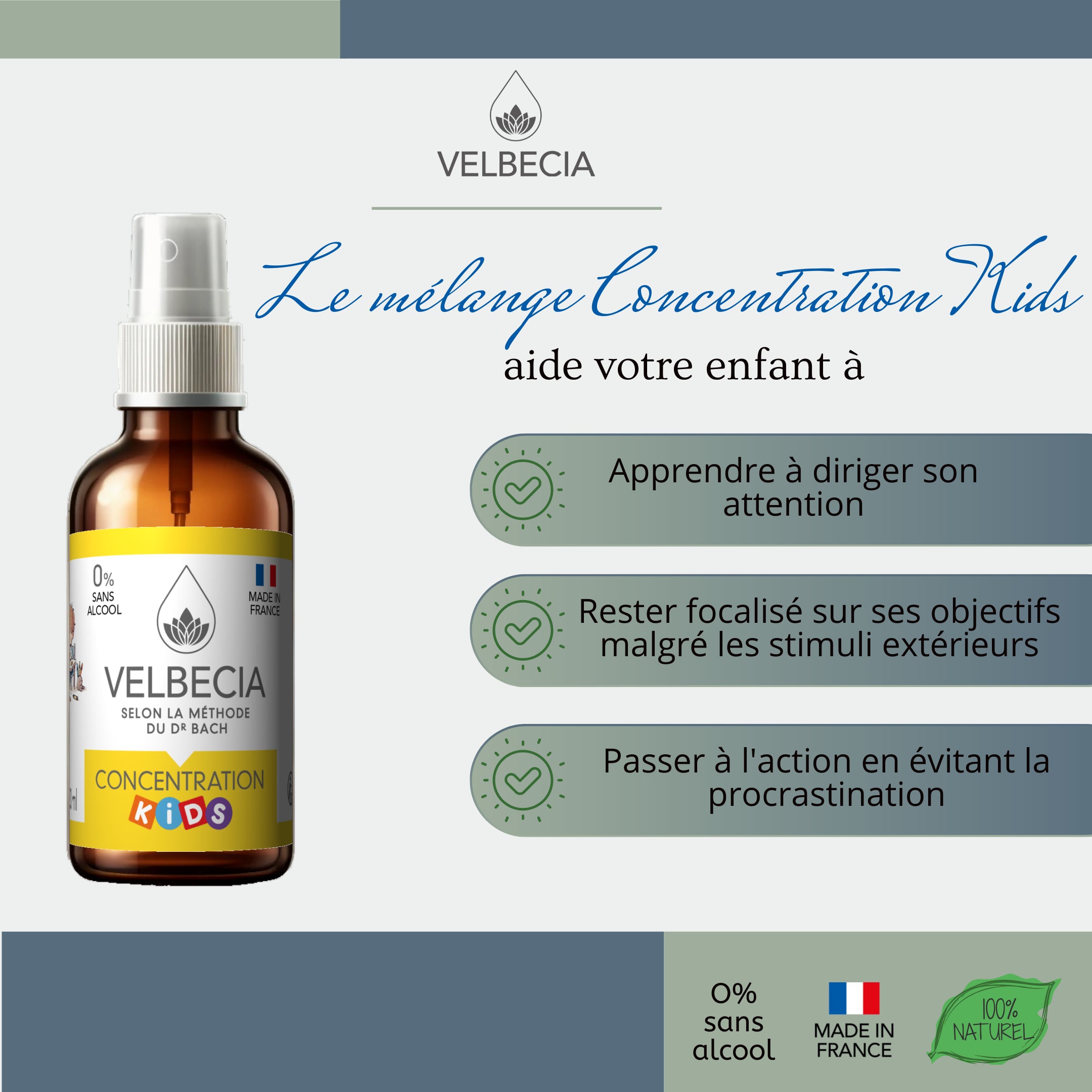 Velbecia Concentration Kids Fiori di Bach Spray 30 ml Senza Alcol