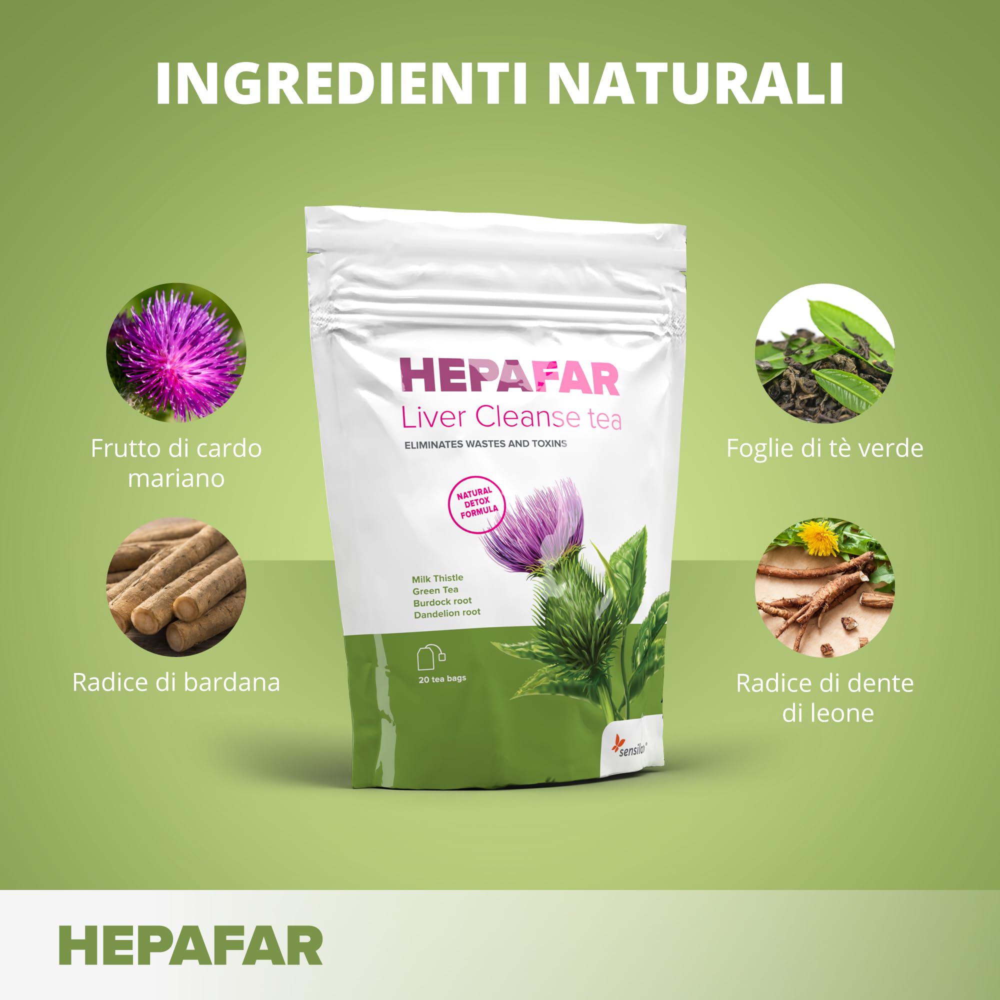 Sensilab Hepafar Liver Cleanse tisana 80 bustine al cardo mariano