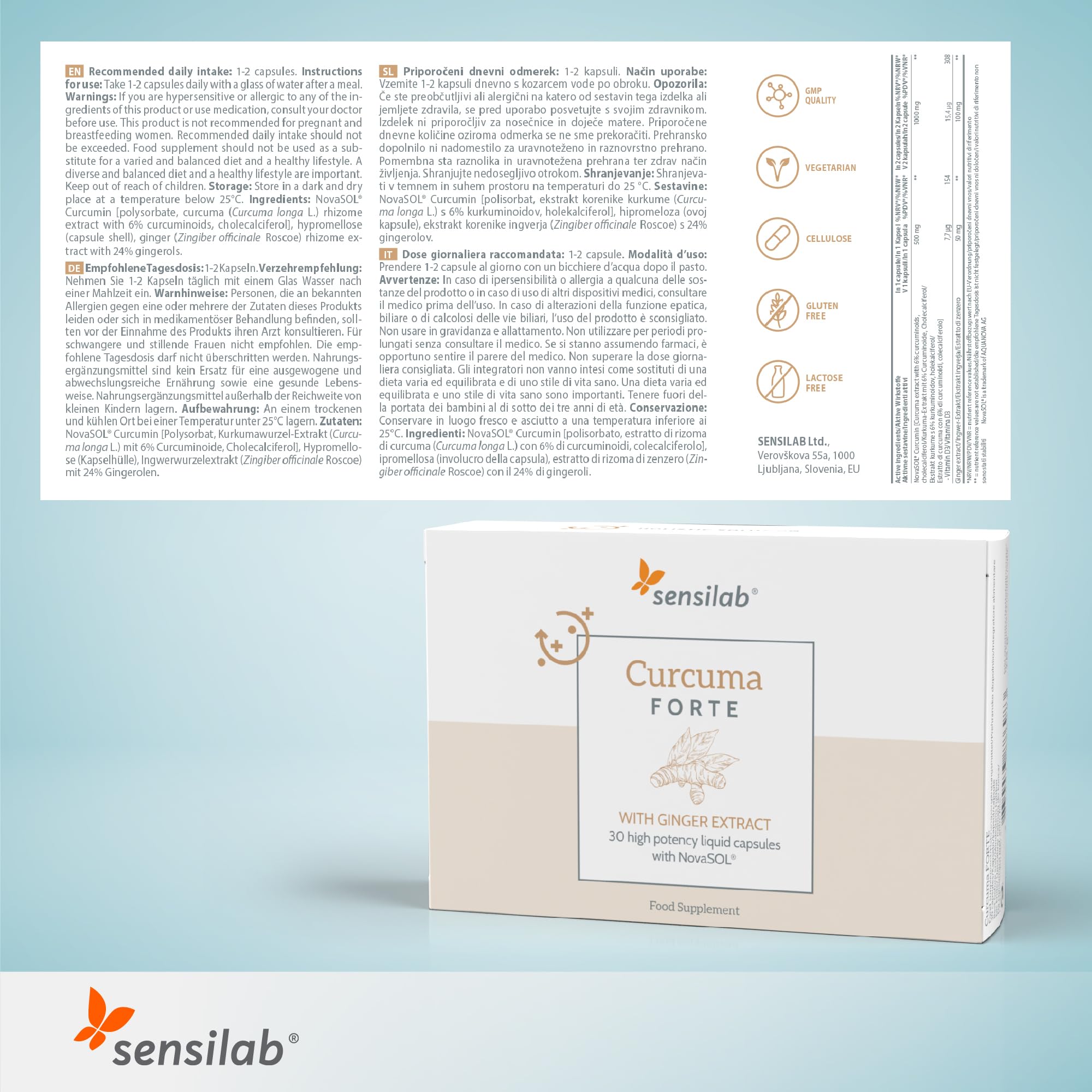 Sensilab Curcuma Forte integratore 60 capsule con vitamina D3