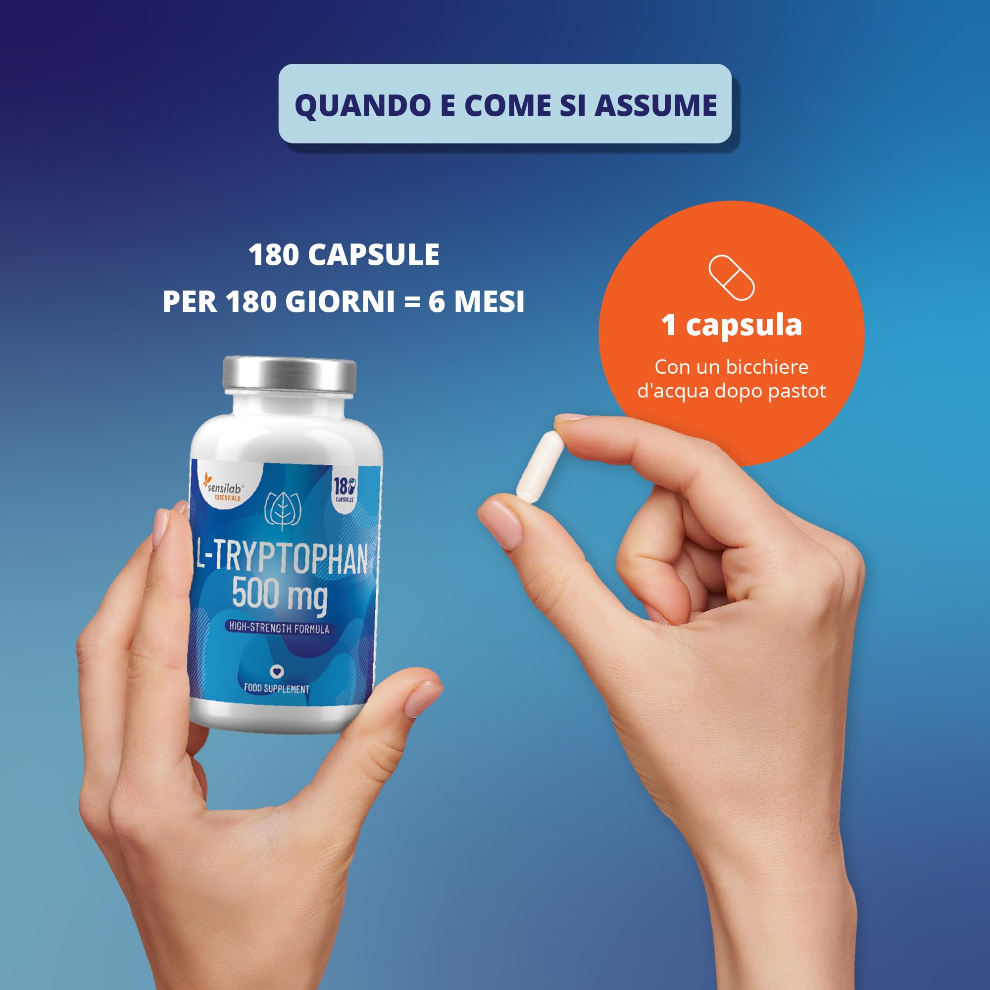 Sensilab Essentials L-Triptofano 500 mg Capsule 180 pz Vegano