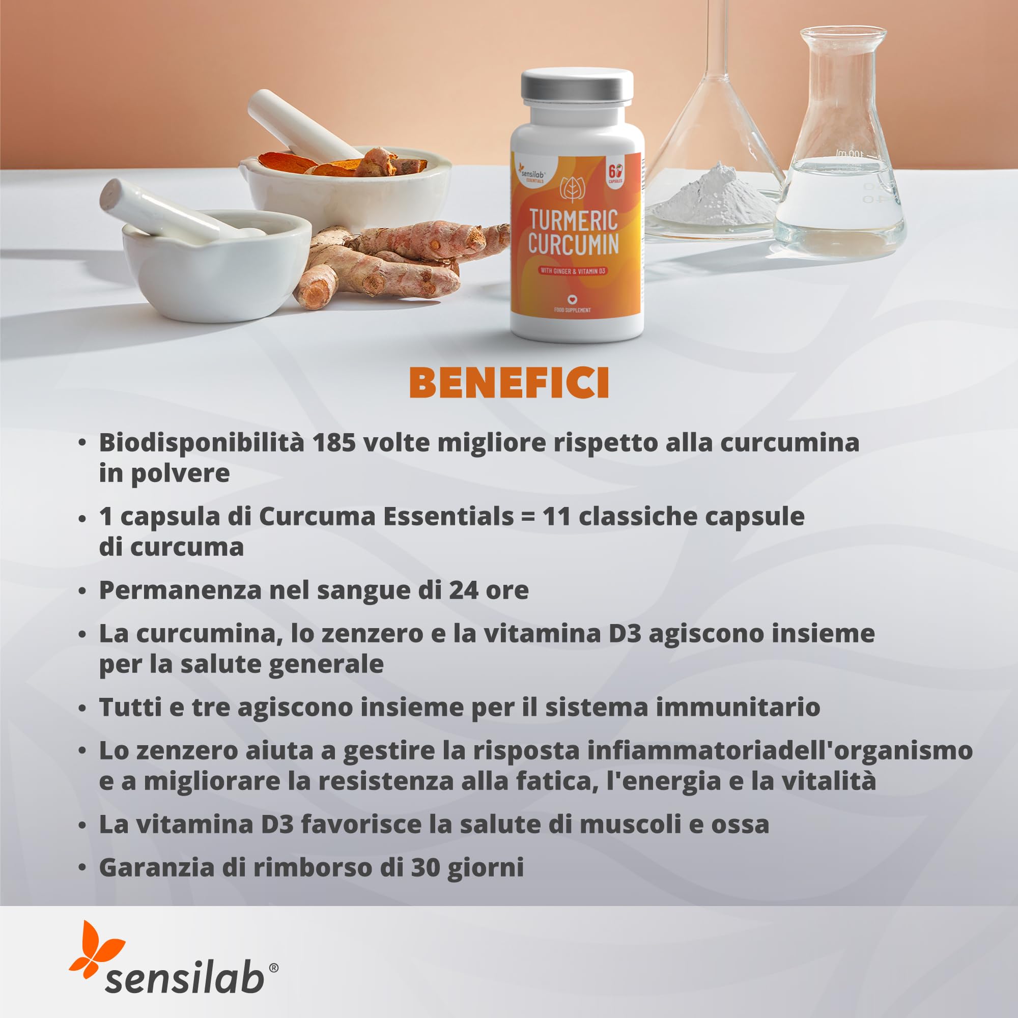 Sensilab Essential Curcumina integratore 60 capsule con vitamina D3