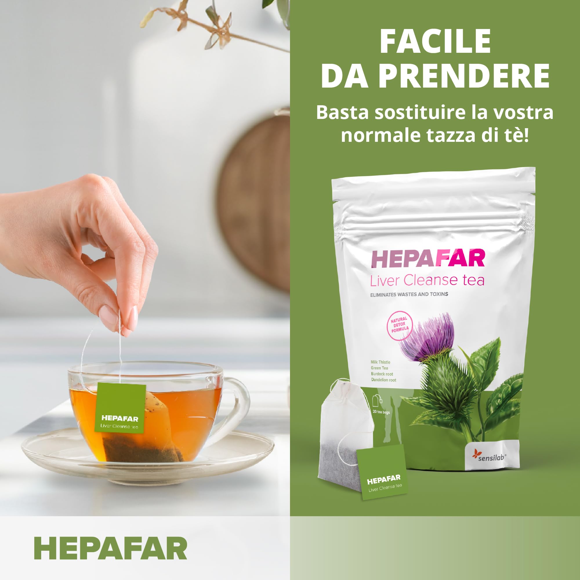 Sensilab Hepafar Liver Cleanse tisana 80 bustine al cardo mariano