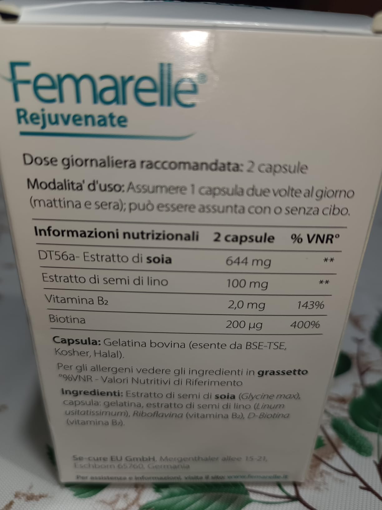 Femarelle Rejuvenate integratore per umore pelle e capelli senza ormoni