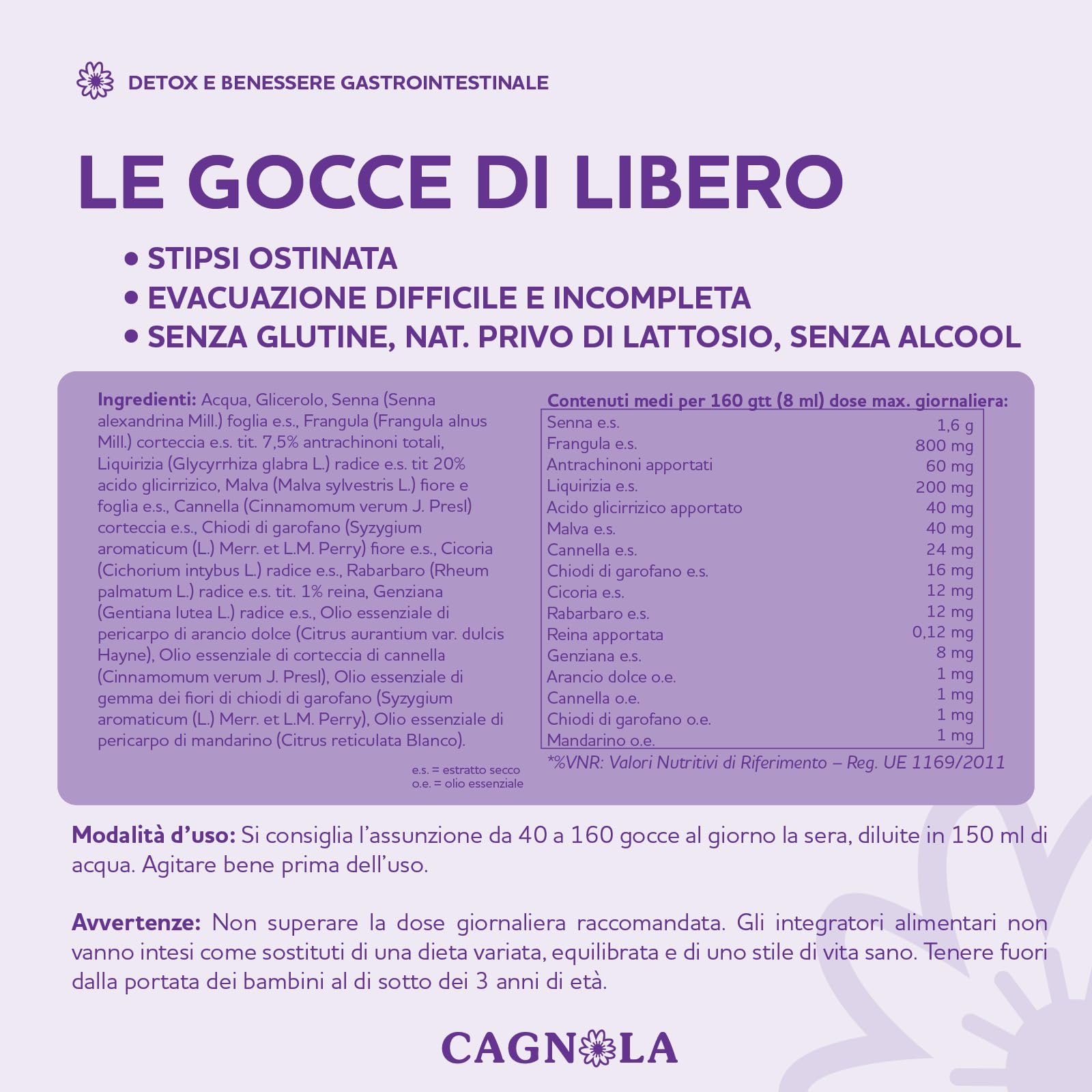 Cagnola Le Gocce di Libero integratore gocce 100 ml regolarità
