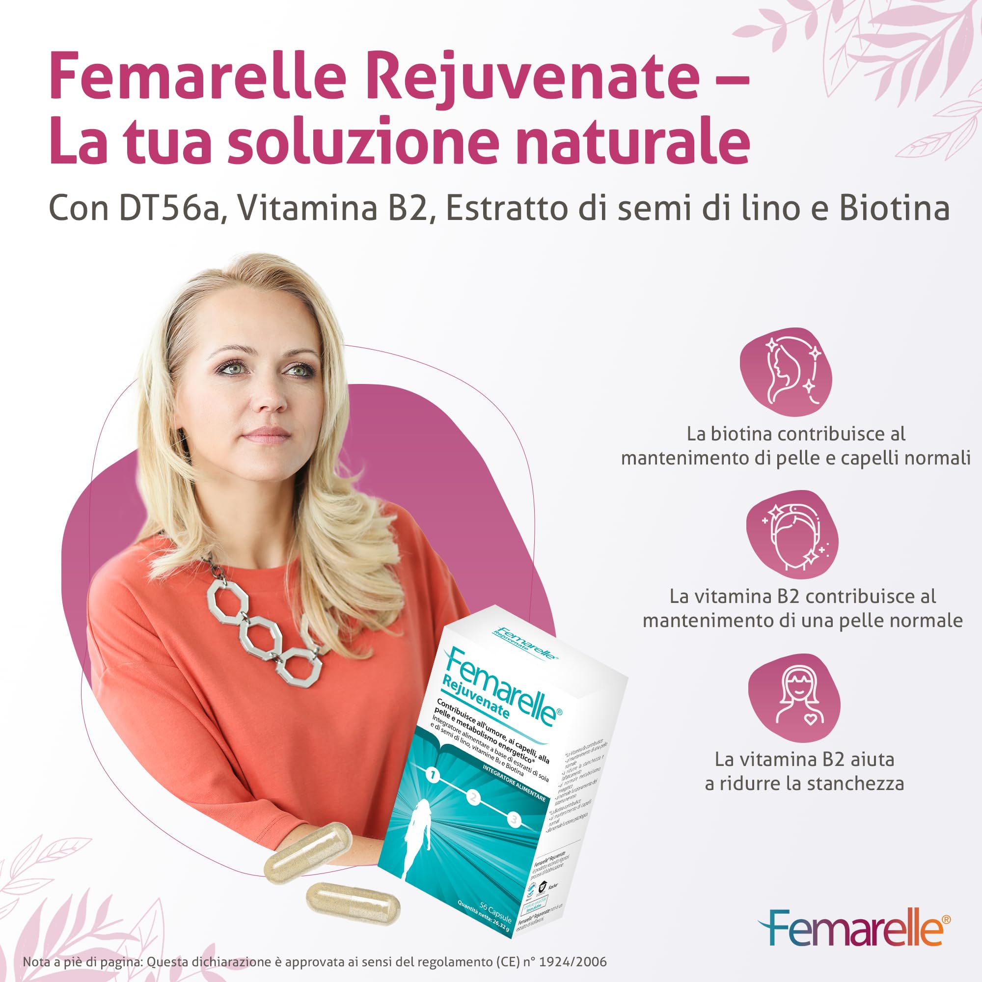 Femarelle Rejuvenate integratore per umore pelle e capelli senza ormoni