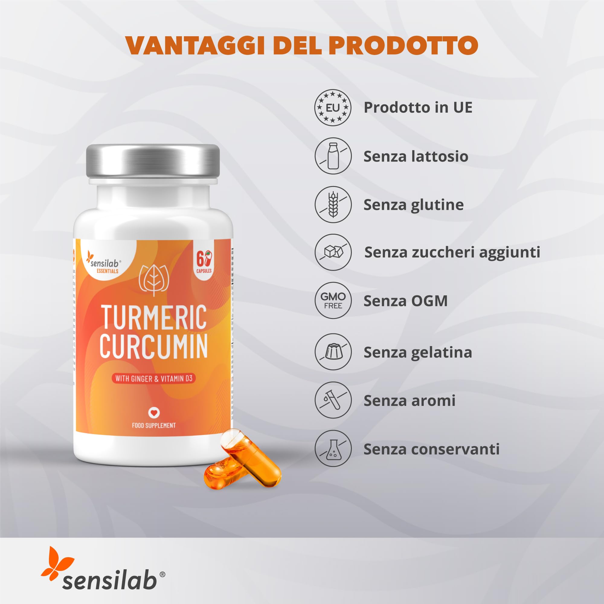 Sensilab Essential Curcumina integratore 60 capsule con vitamina D3