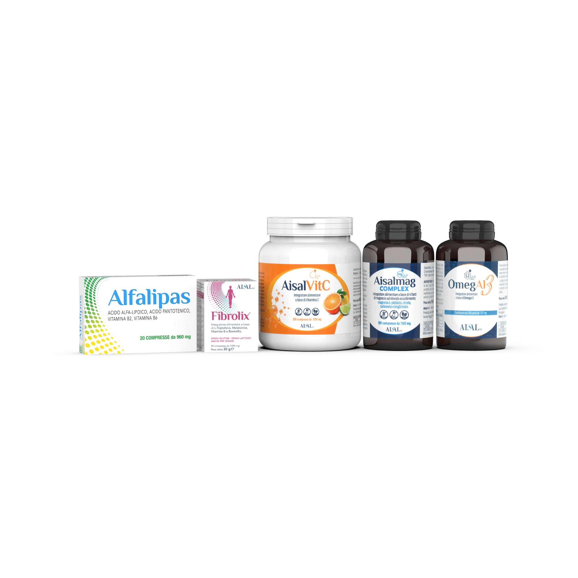 Aisal Bundle 5 integratori magnesio vitamina C omega 3