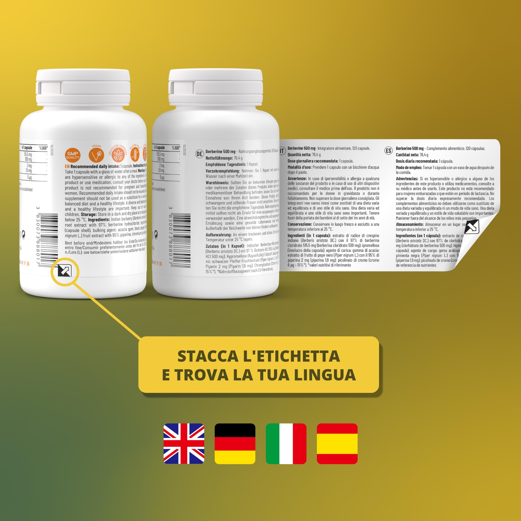 Sensilab Essentials Berberine integratore 500 mg 4 mesi