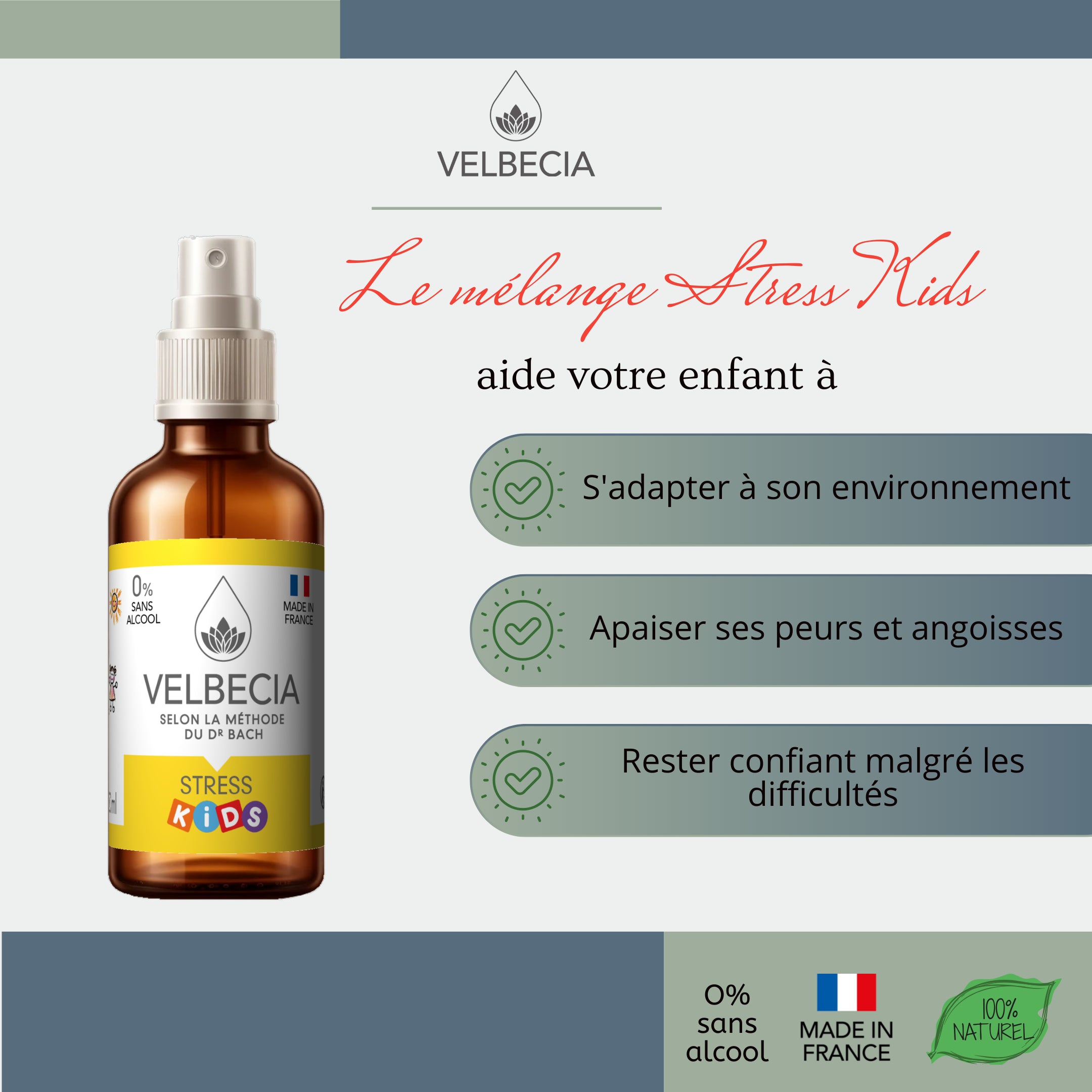 Velbecia Stress Kids fiori di Bach spray 30 ml senza alcool