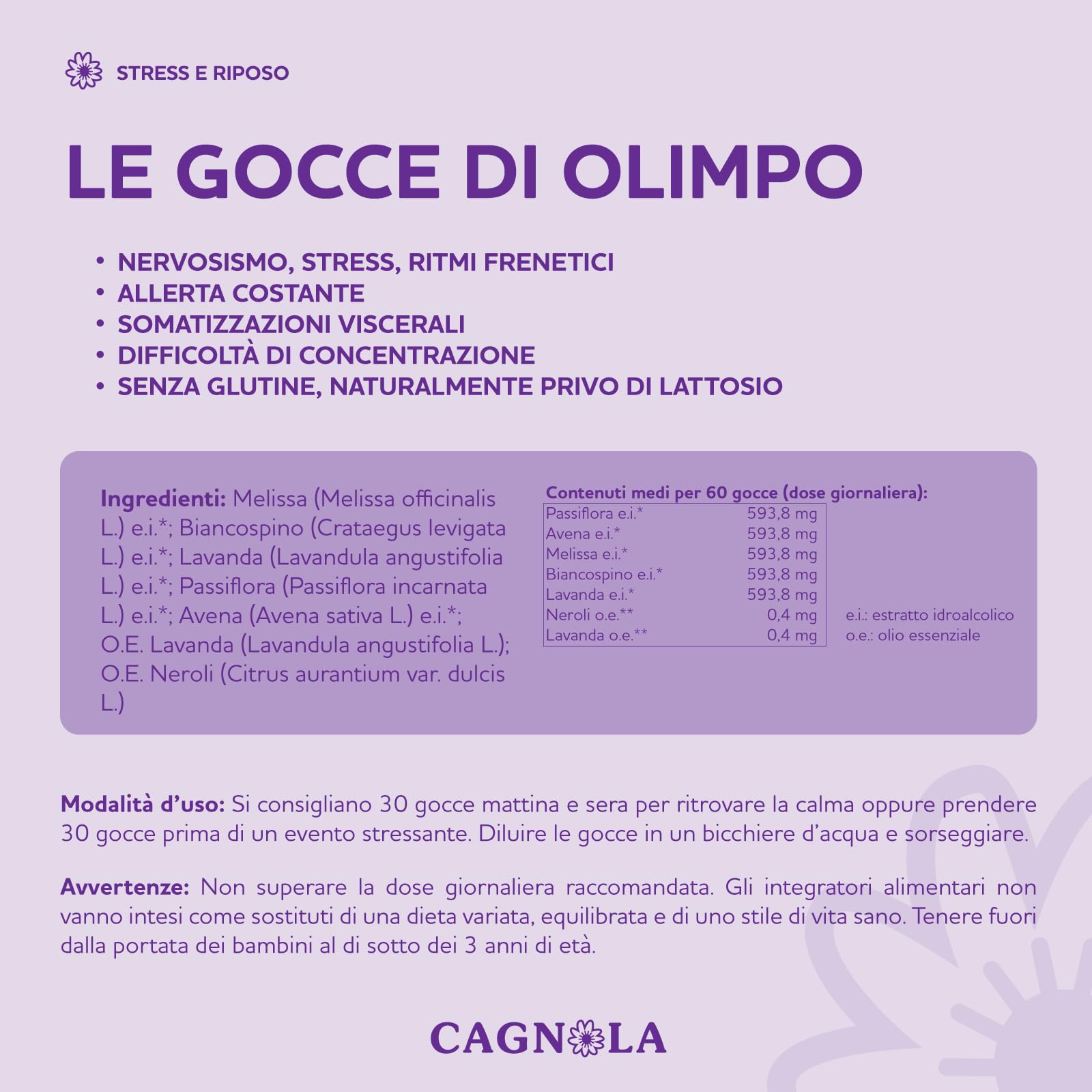 Cagnola Le Gocce di Olimpo Integratore Gocce 50 ml Melissa