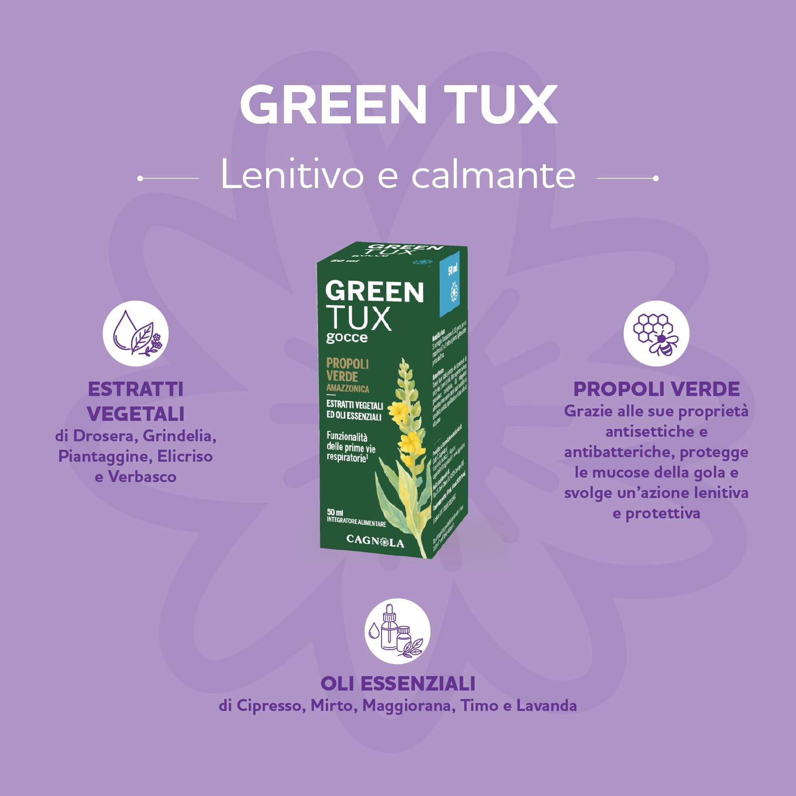 Cagnola Green Tux integratore gocce 50 ml vie respiratorie