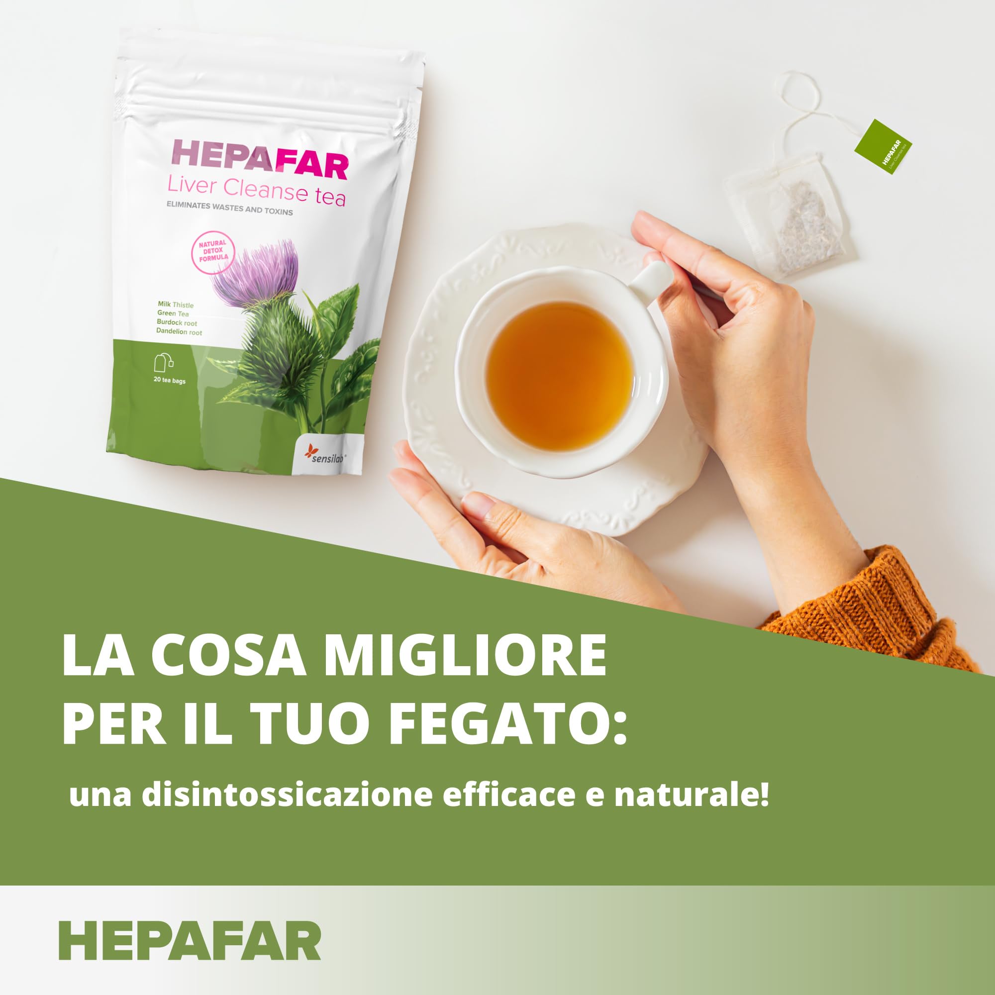 Sensilab Hepafar Liver Cleanse tisana 80 bustine al cardo mariano