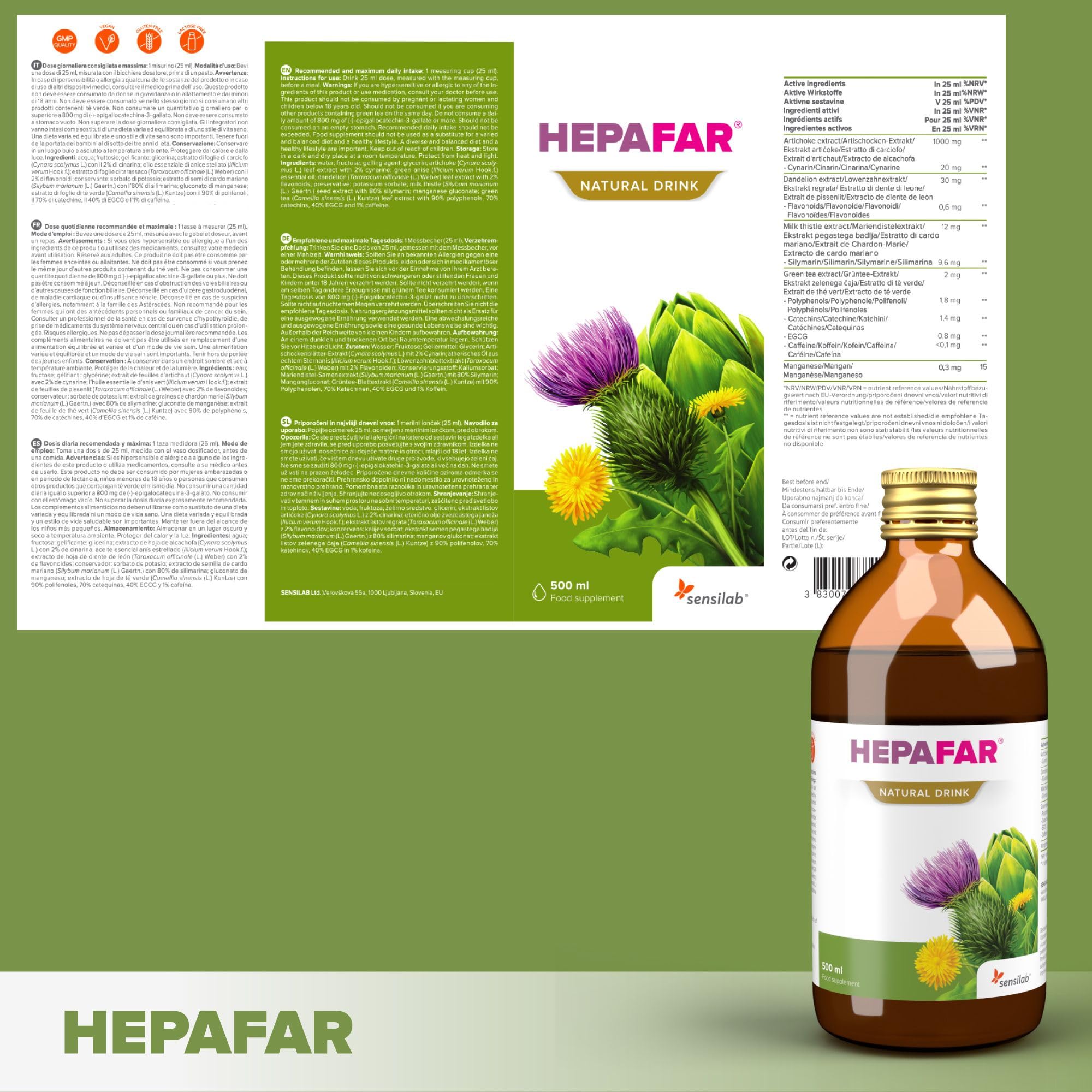 Sensilab Hepafar bevanda depurativa 500 ml al cardo mariano