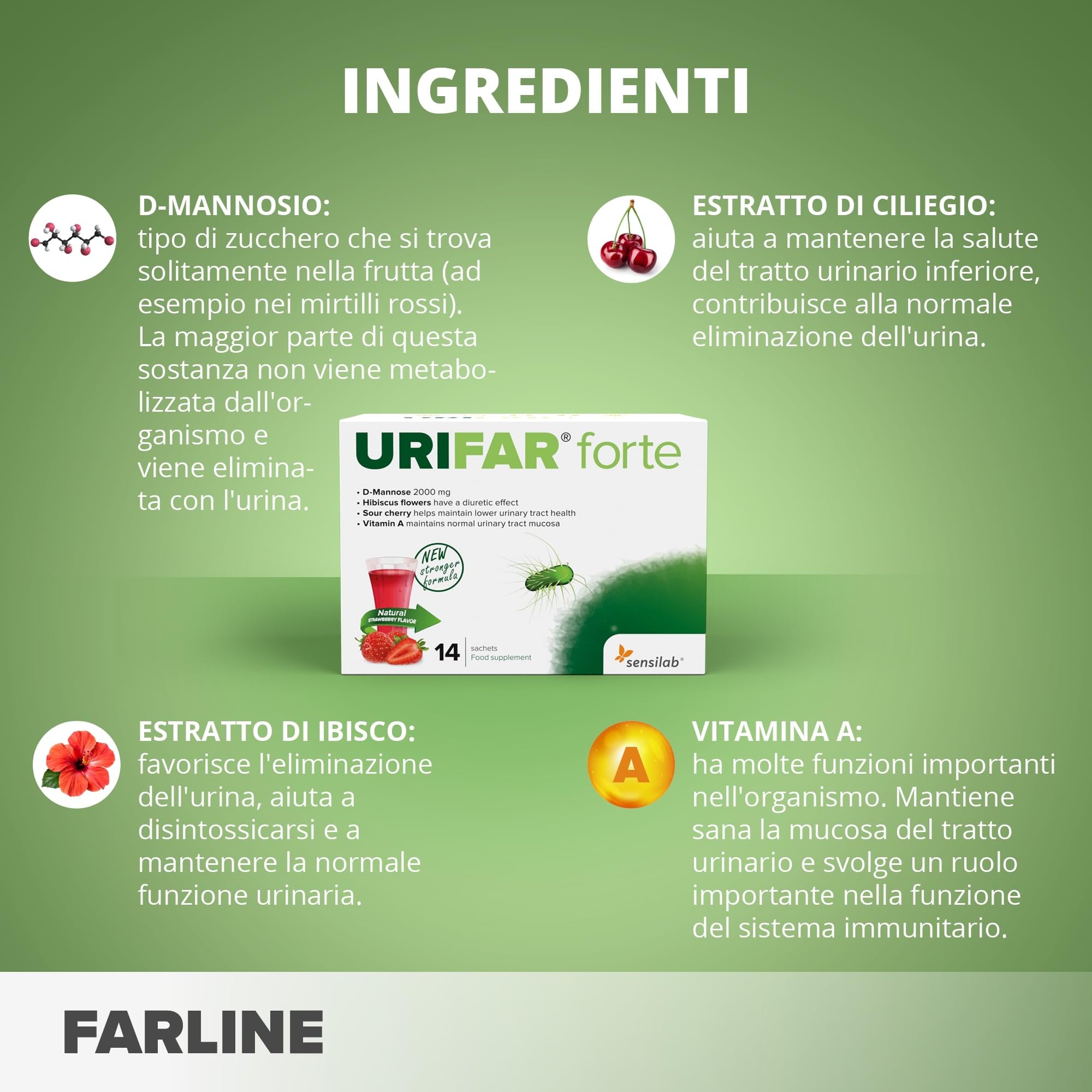 Sensilab Urifar Forte D-mannosio 2000 mg 28 bustine fragola