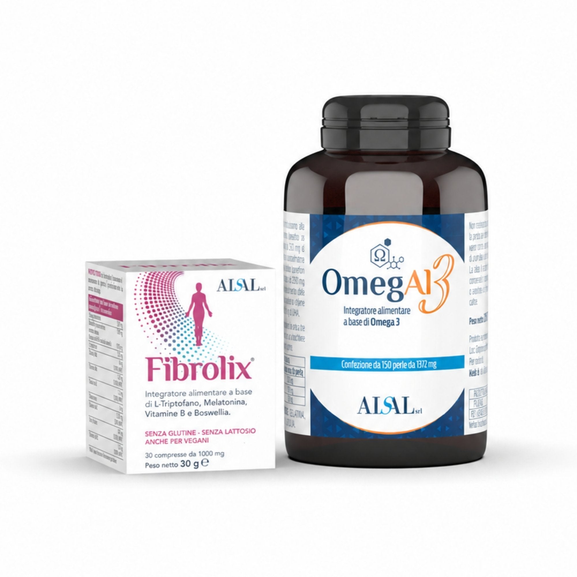 Aisal Fibrolix + OmegAl 3 kit integratori 30 compresse+150 perle sonno